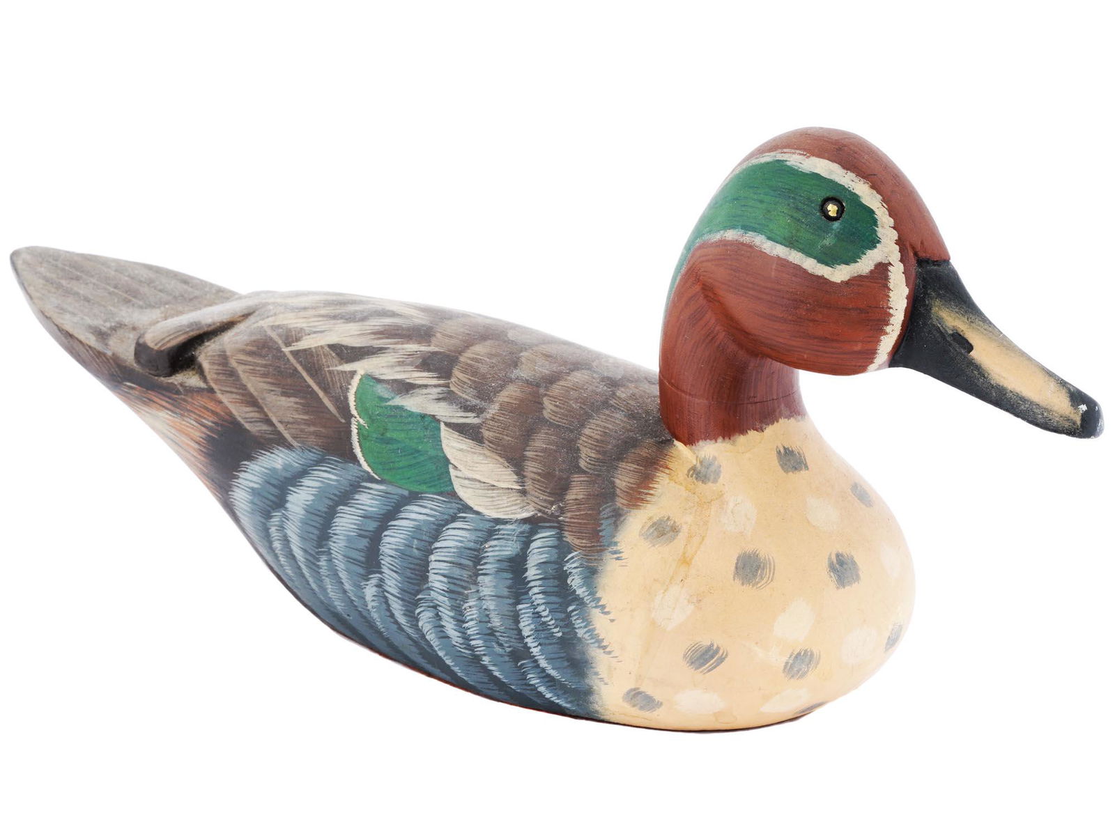 HAND PAINTED CARVED WOODEN DUCK DECOY (1 of 4)