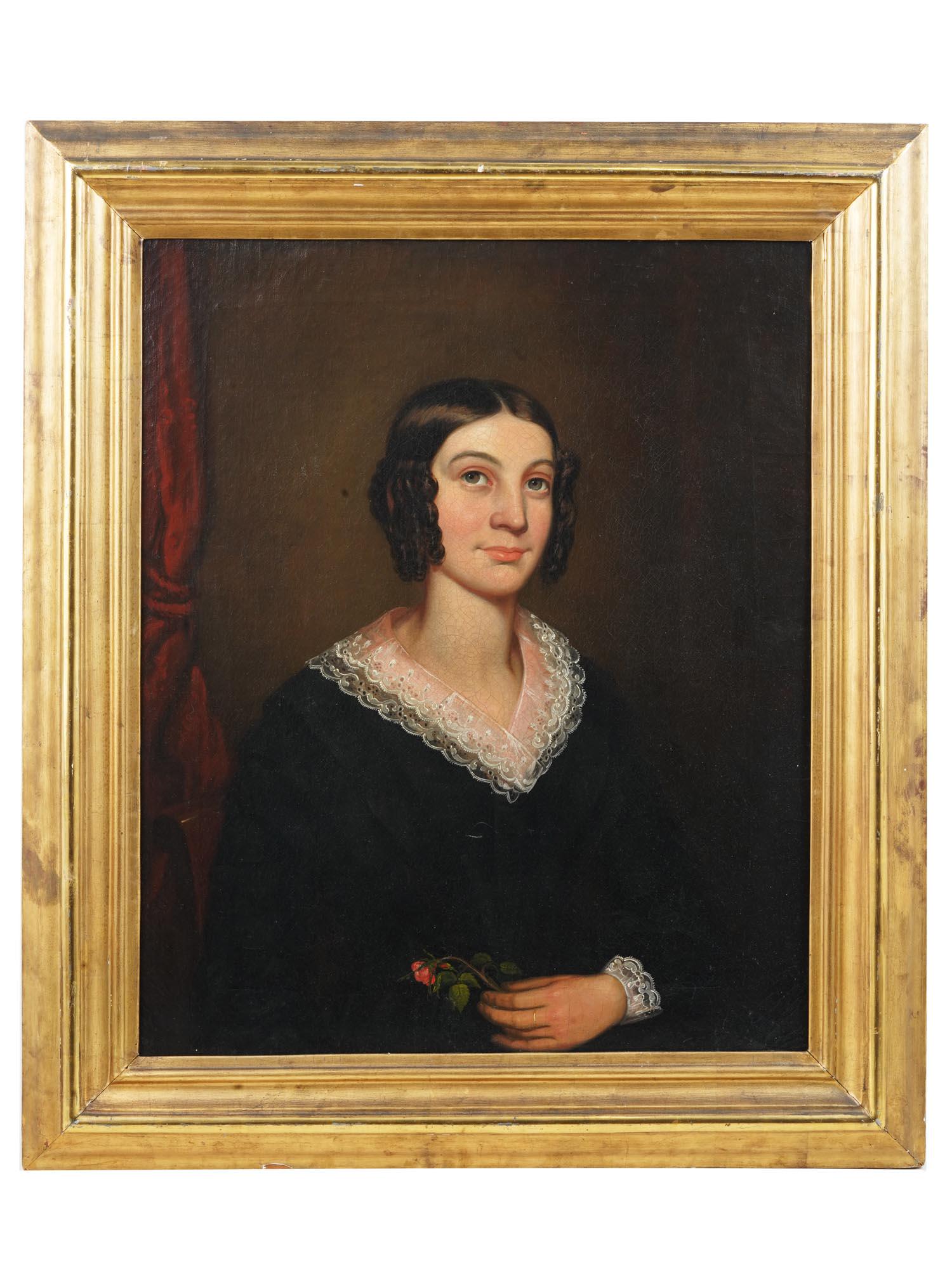 19TH CEN AMERICAN SCHOOL PORTRAIT OIL PAINTING (1 of 4)