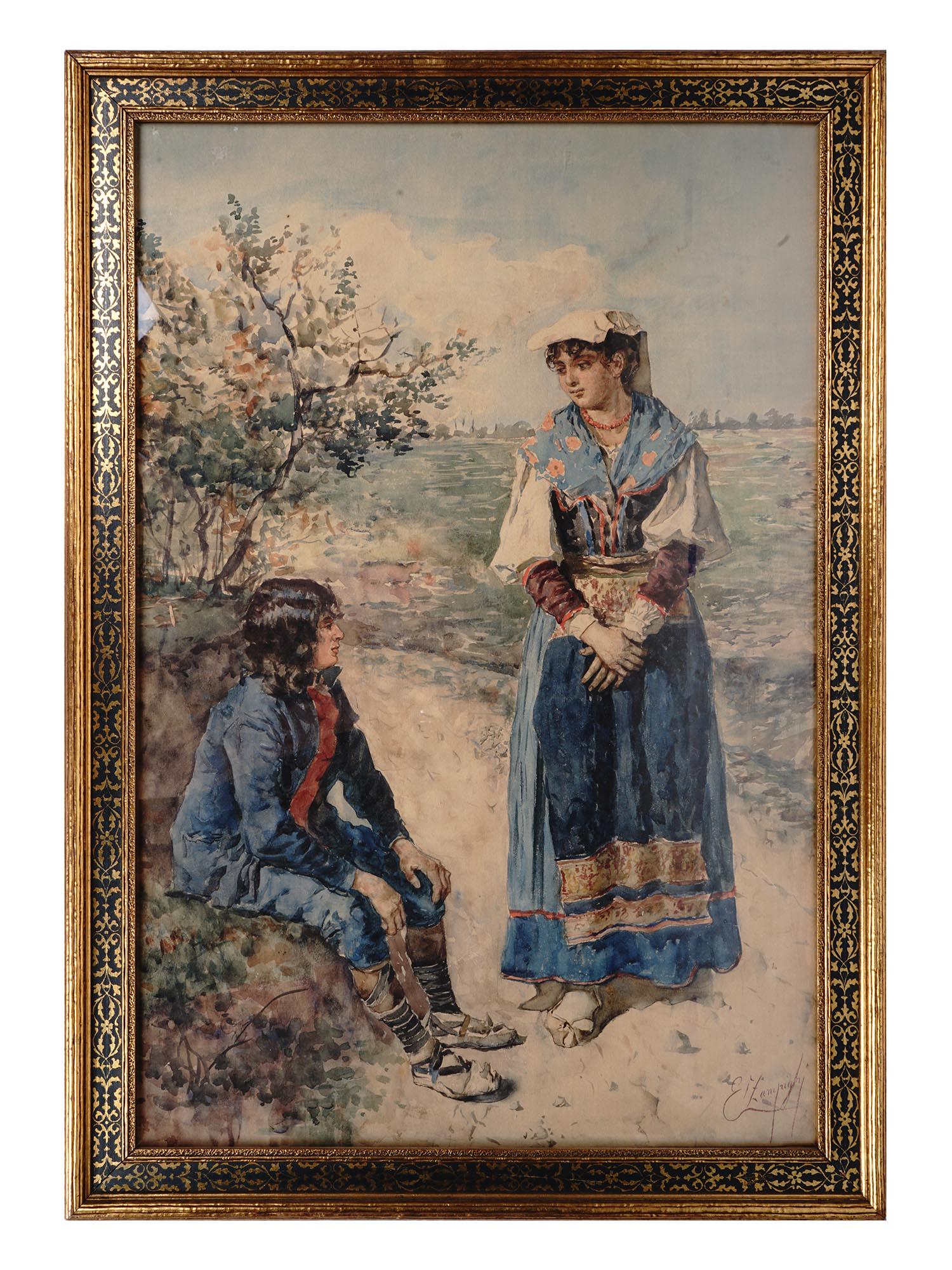 ITALIAN PAINTING WATERCOLOR BY EUGENIO ZAMPIGHI (1 of 7)