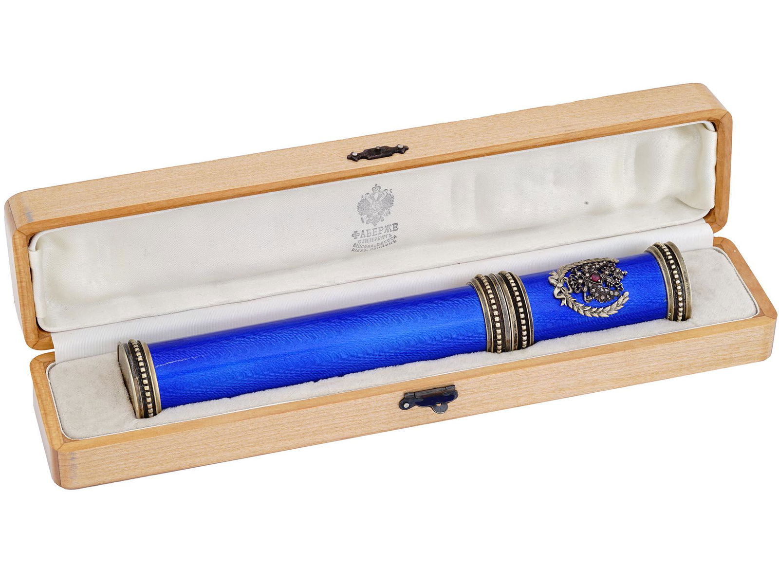 RUSSIAN 88 SILVER ENAMEL RUBY CIGAR CASE W CASE (1 of 7)