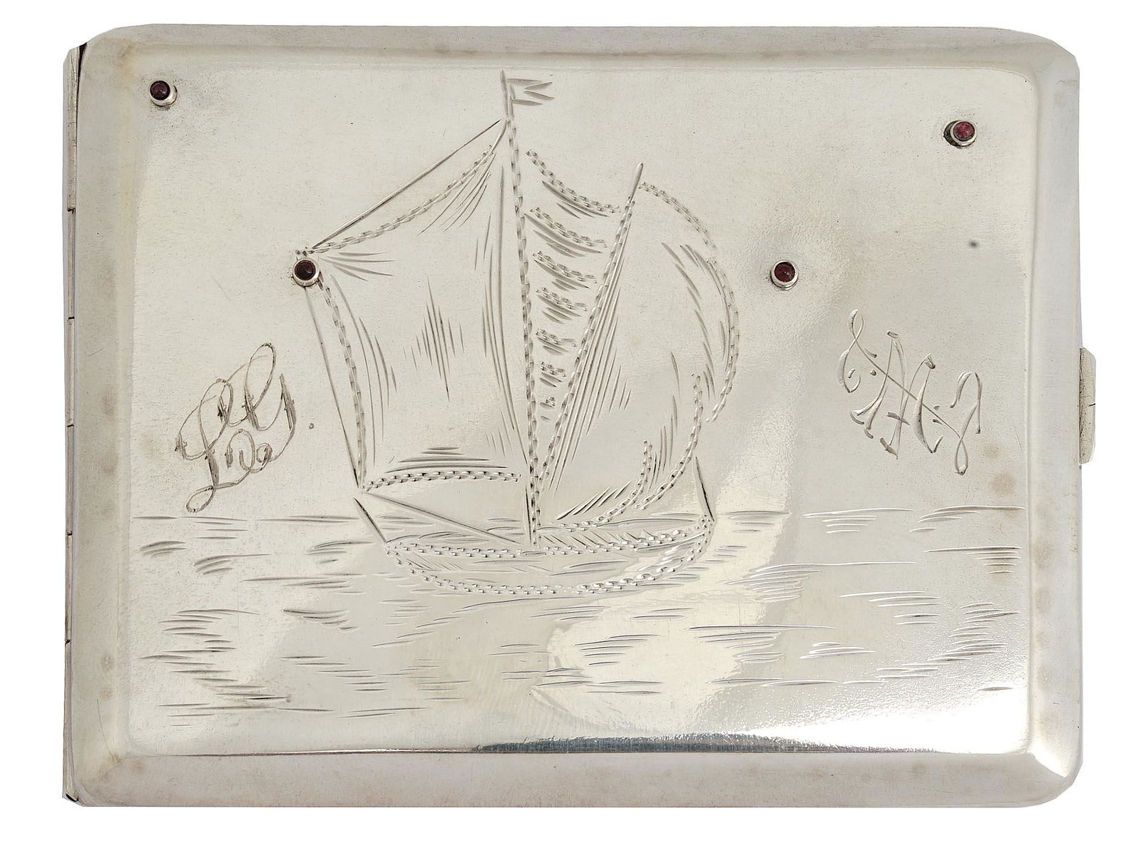 IMPERIAL RUSSIAN SILVER AND RUBY CIGARETTE CASE (1 of 6)