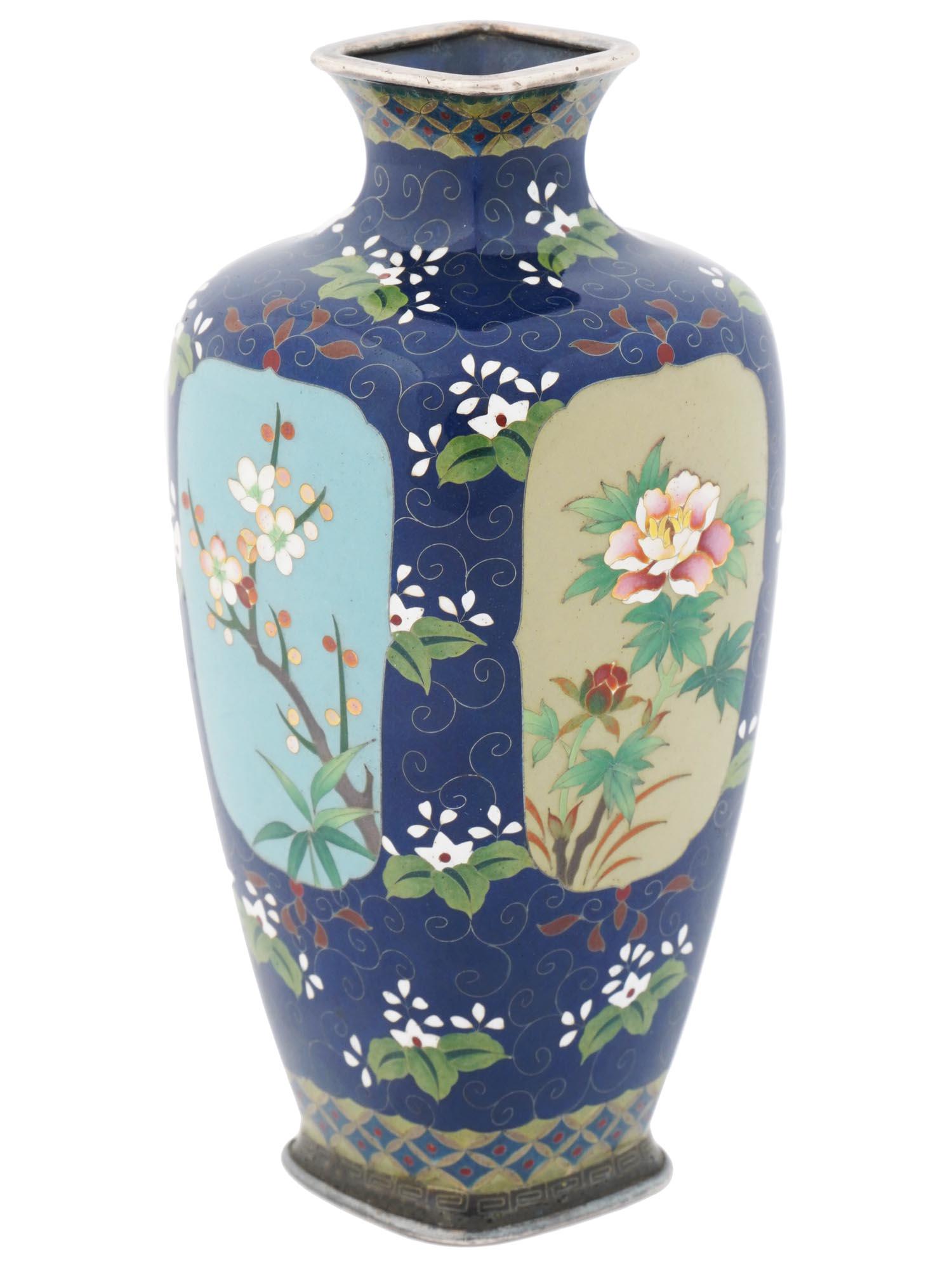 ANTIQUE JAPANESE ANDO JUBEI SILVER CLOISONNE VASE (1 of 5)