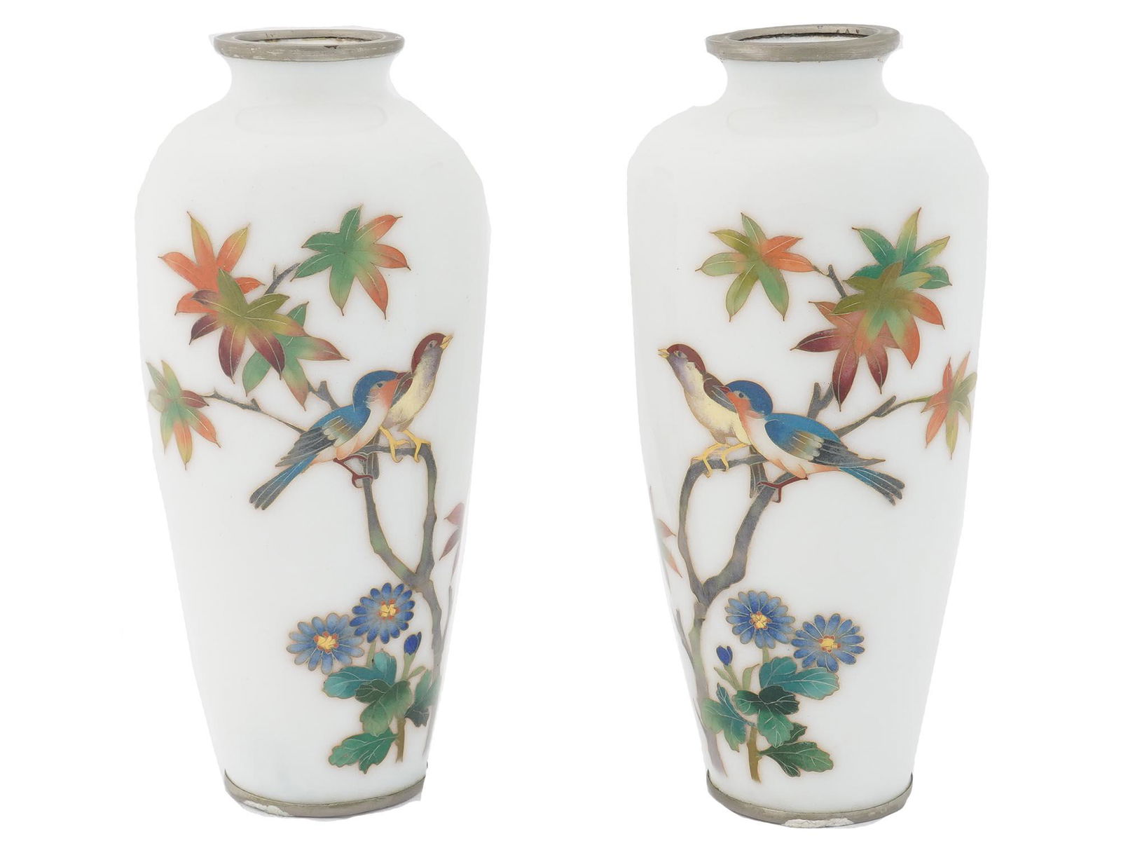 ANTIQUE MEIJI ERA JAPANESE CLOISONNE ENAMEL VASES (1 of 4)