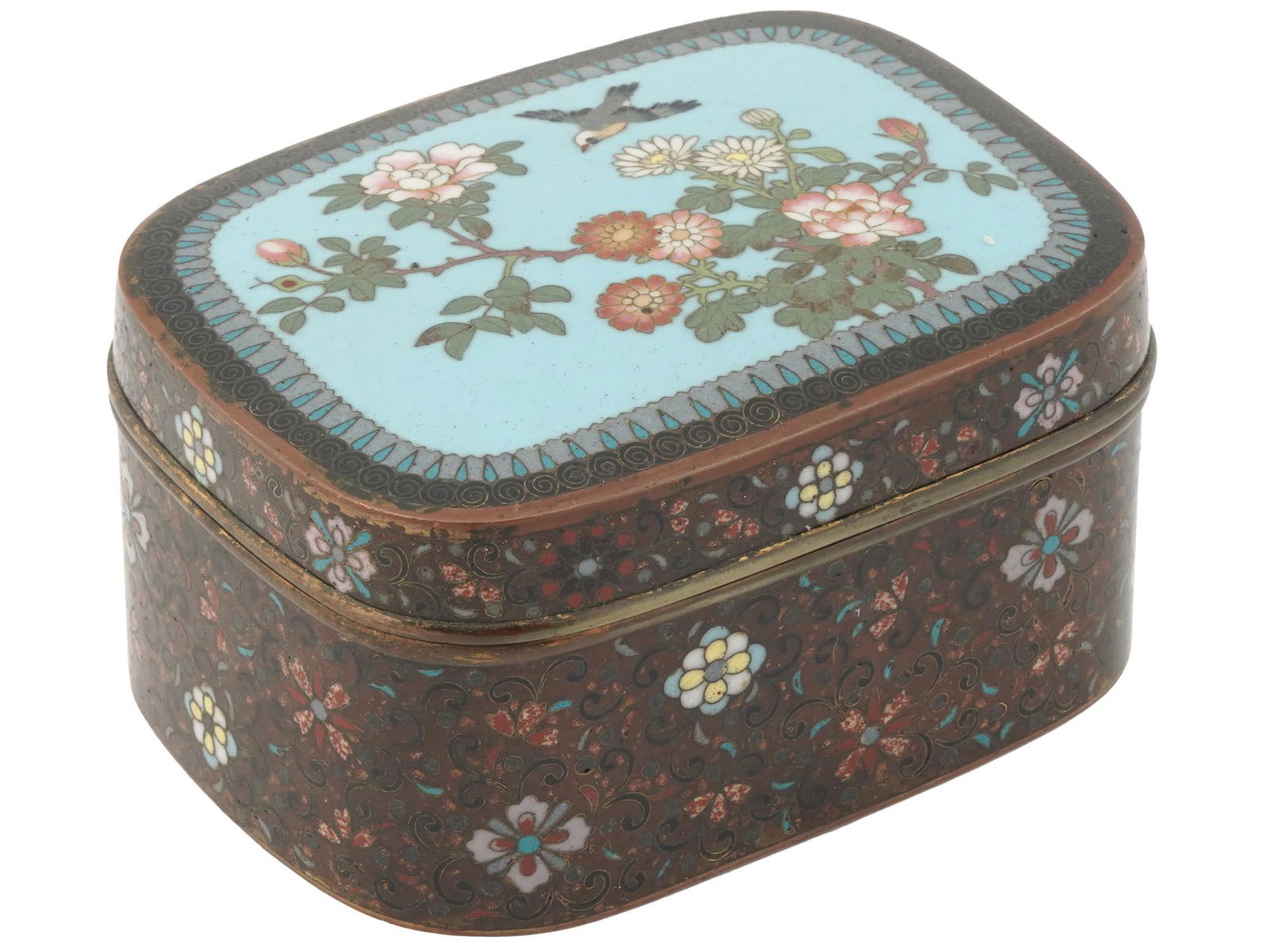 JAPANESE LATE MEIJI CLOISONNE ENAMEL TRINKET BOX (1 of 5)