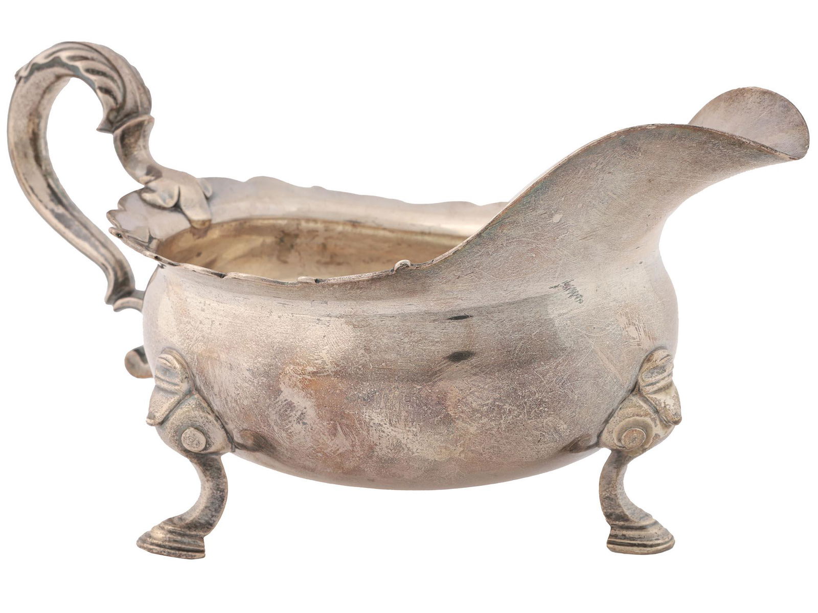 ANTIQUE GEORGE II LEWIS PANTIN SILVER GRAVY BOAT (1 of 6)