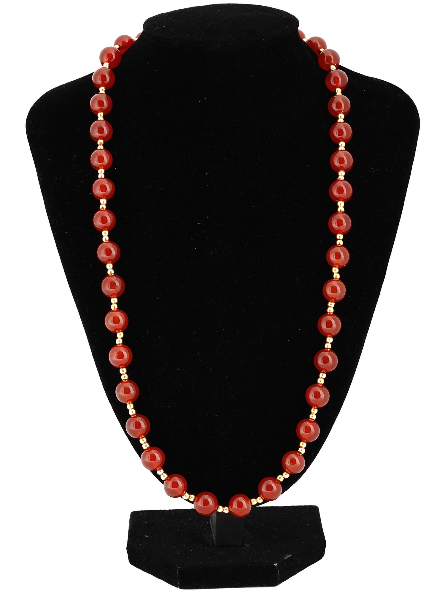 VINTAGE RED CARNELIAN BEADED MATINEE NECKLACE (1 of 2)