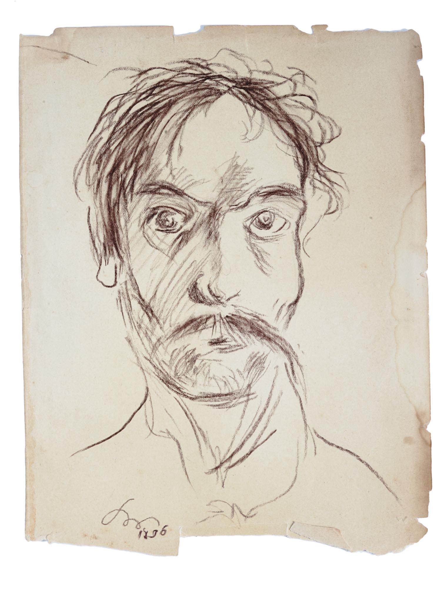 ANTIQUE PENCIL DRAWING BY STANISLAW WYSPIANSKI (1 of 6)