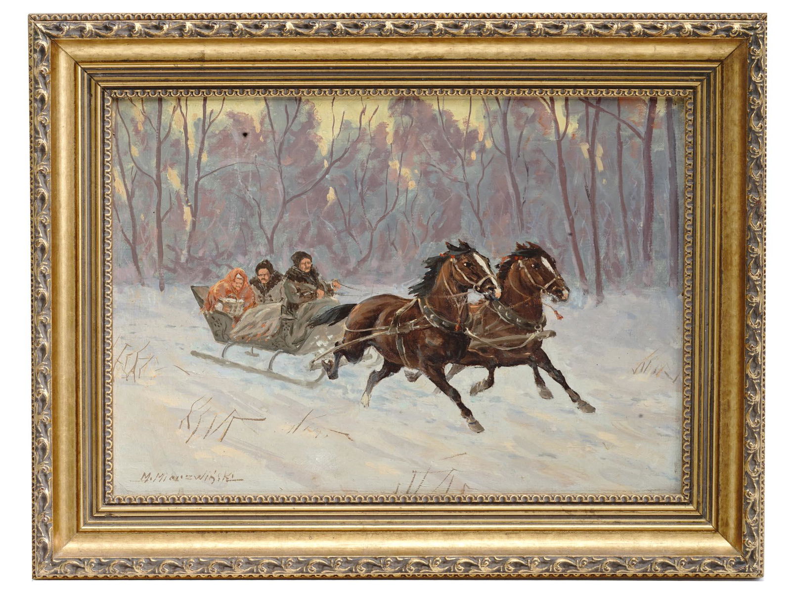 MID CENTURY POLISH HORSE PAINTING BY MIERZWINSKI (1 of 4)