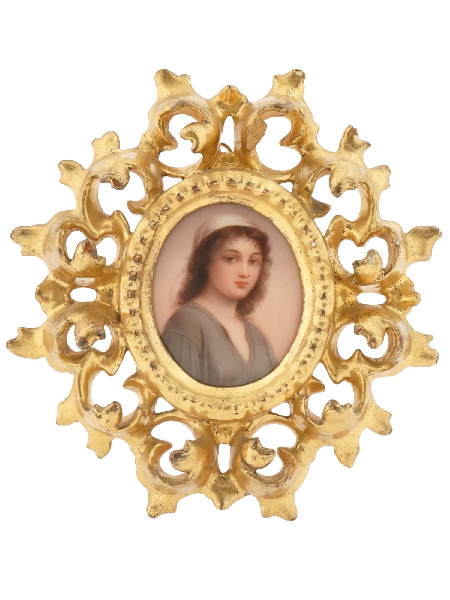 ANTIQUE HAND PAINTED PORCELAIN PORTRAIT PLAQUE (1 of 4)