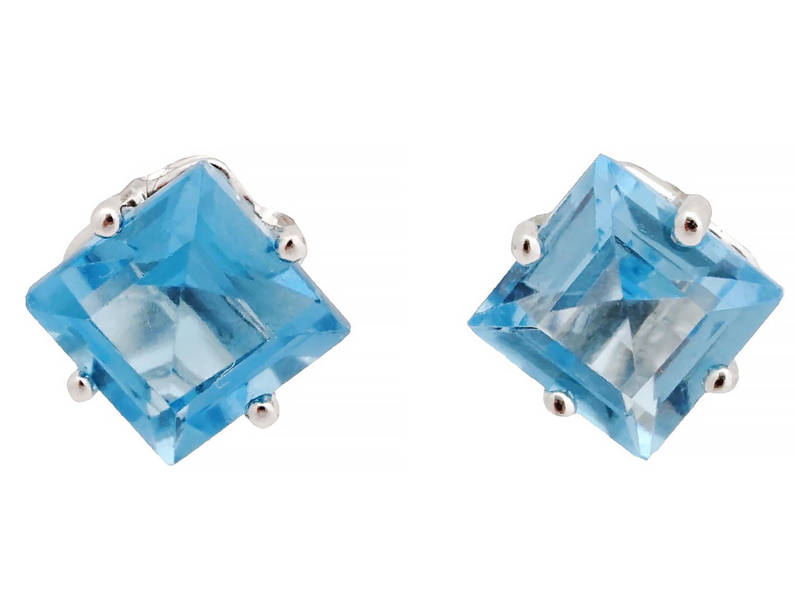 14K WHITE GOLD AND SKY BLUE TOPAZ STUD EARRINGS (1 of 5)