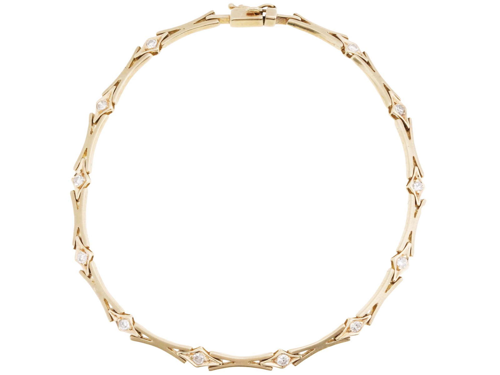 VINTAGE FRENCH 14K GOLD DIAMOND LINK BRACELET (1 of 4)