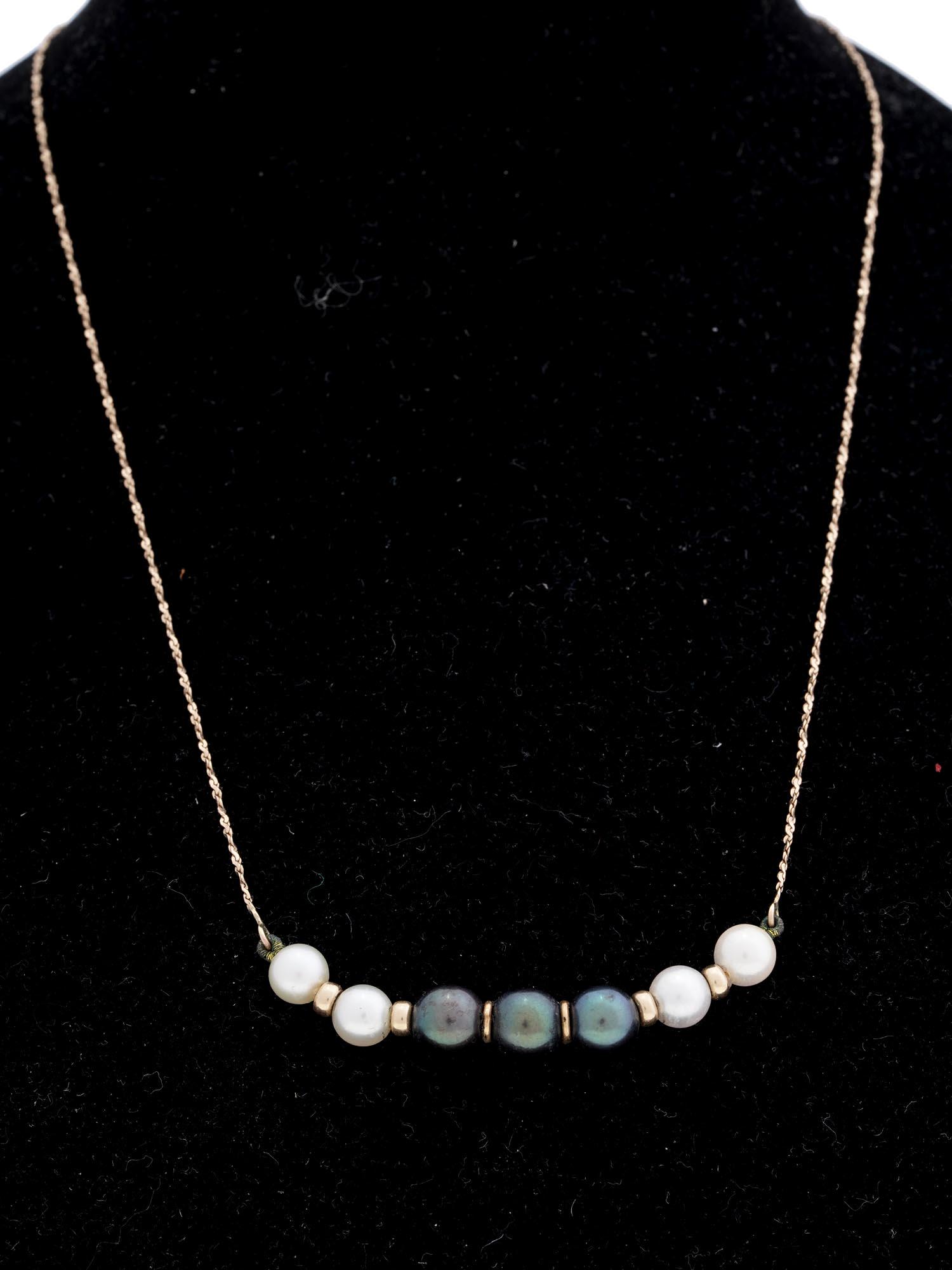 14K GOLD CHAIN NECKLACE WITH TAHITIAN PEARLS (1 of 3)