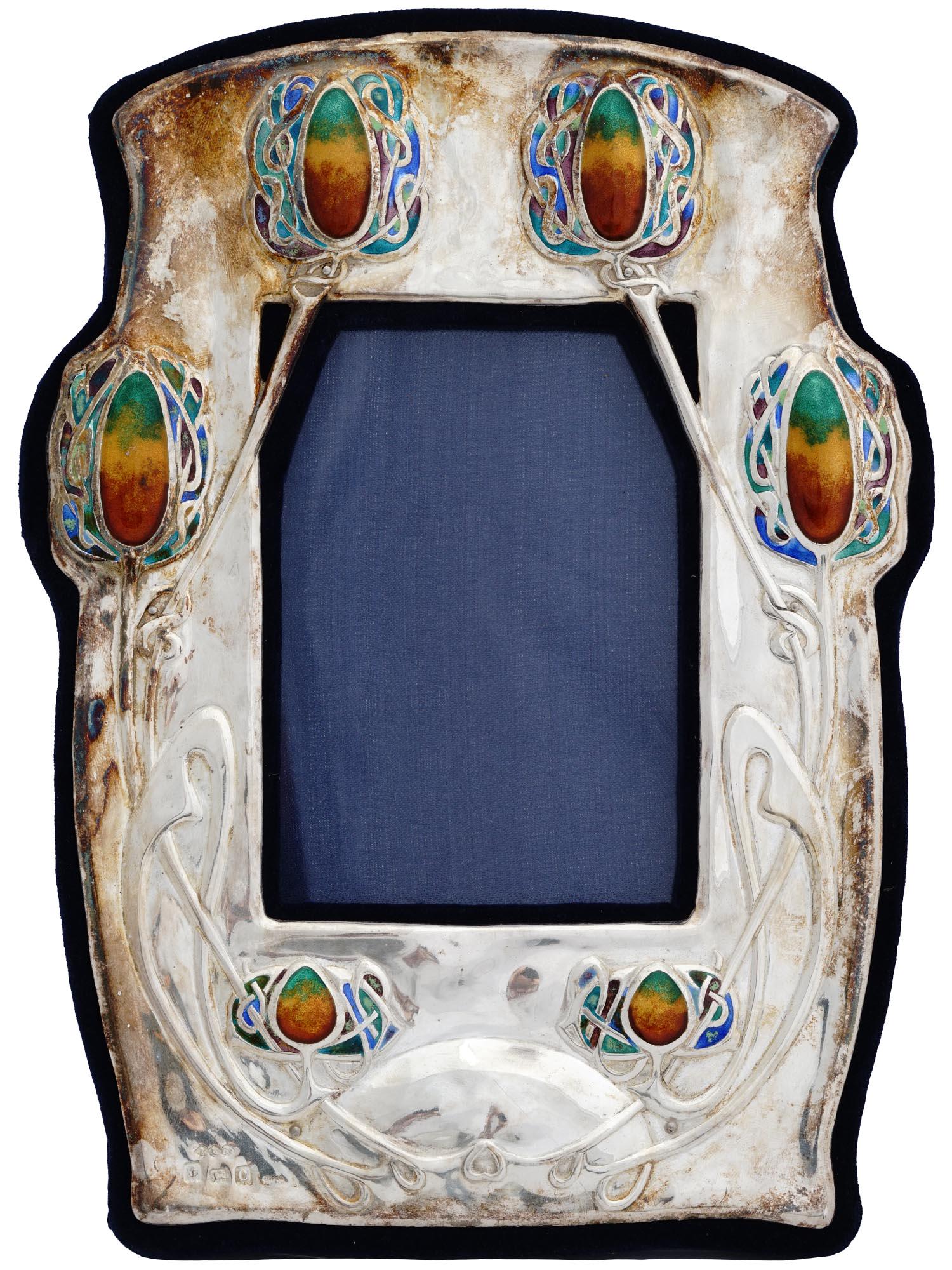 ART NOUVEAU ENGLISH STERLING SILVER ENAMEL FRAME (1 of 4)
