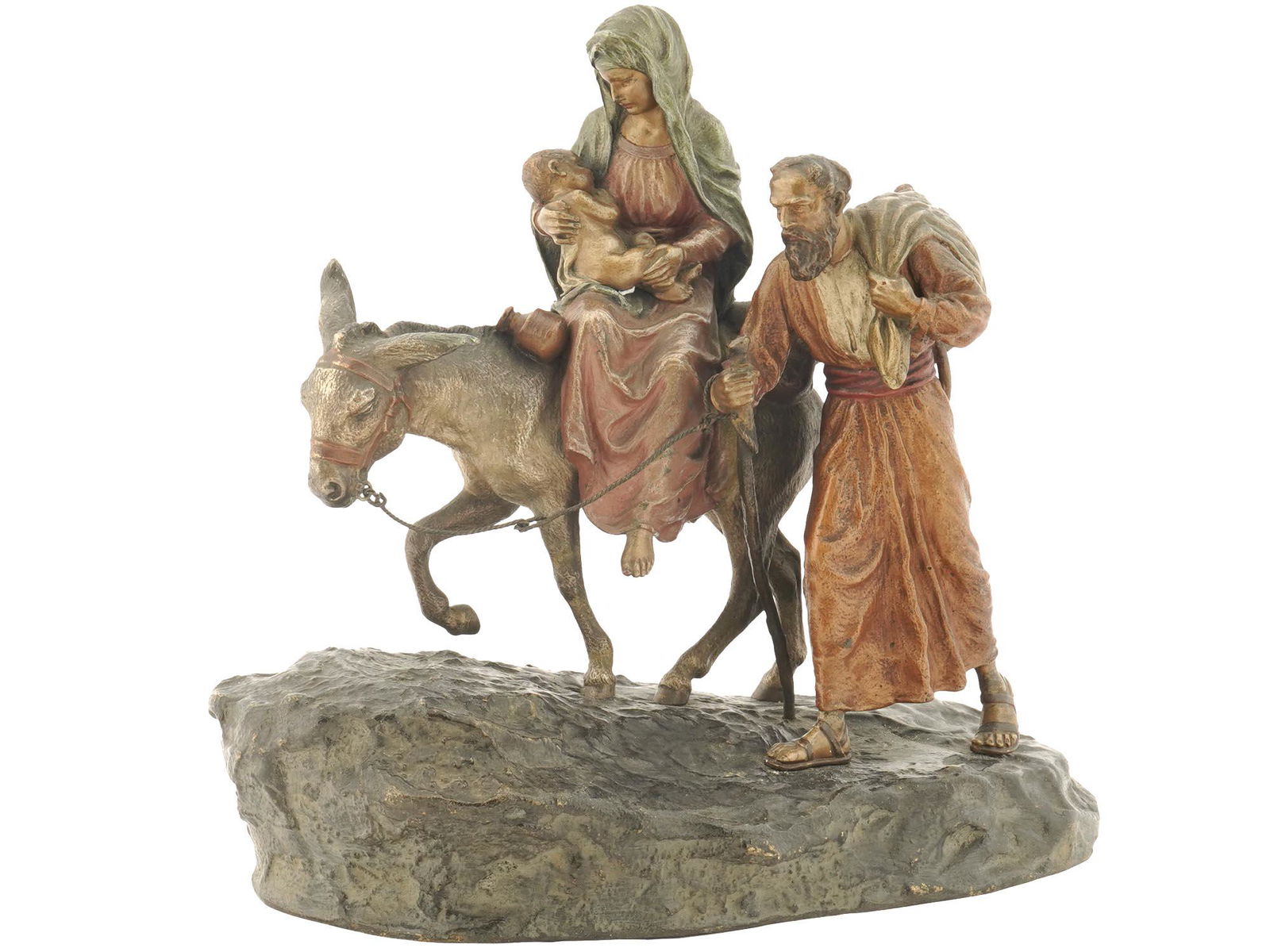 ANTIQUE AUSTRIAN BRONZE FIGURINE FLIGHT TO EGYPT (1 of 6)