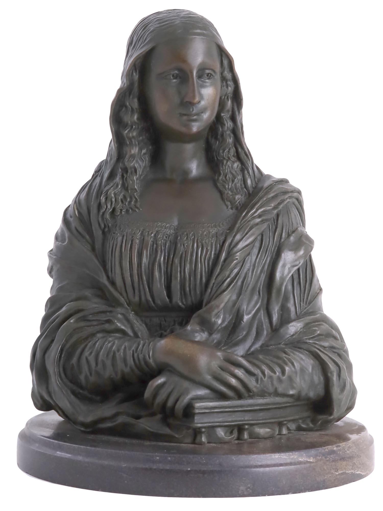 ANTIQUE 19TH C BRONZE BUST OF MONA LISA BY DUMAS (1 of 5)