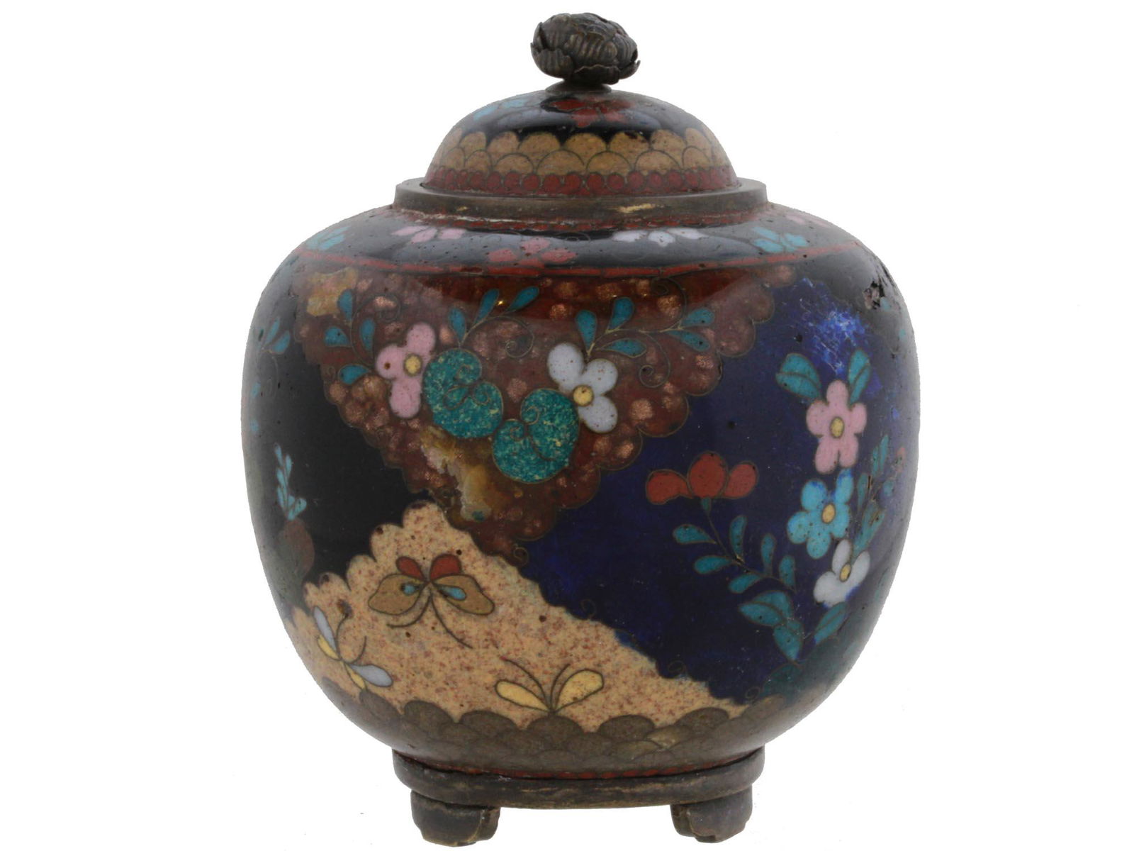 ANTIQUE JAPANESE CLOISONNE ENAMEL FLOWER GINGER JAR (1 of 7)