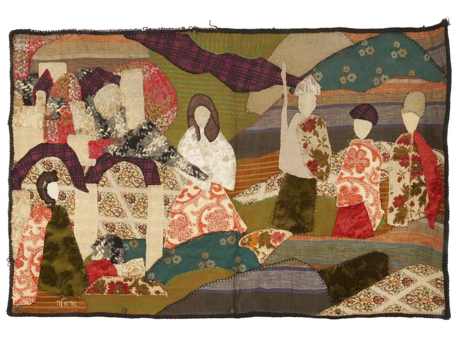 ANTIQUE JUDAICA HANDMADE PATCH WORK TEXTILE (1 of 2)