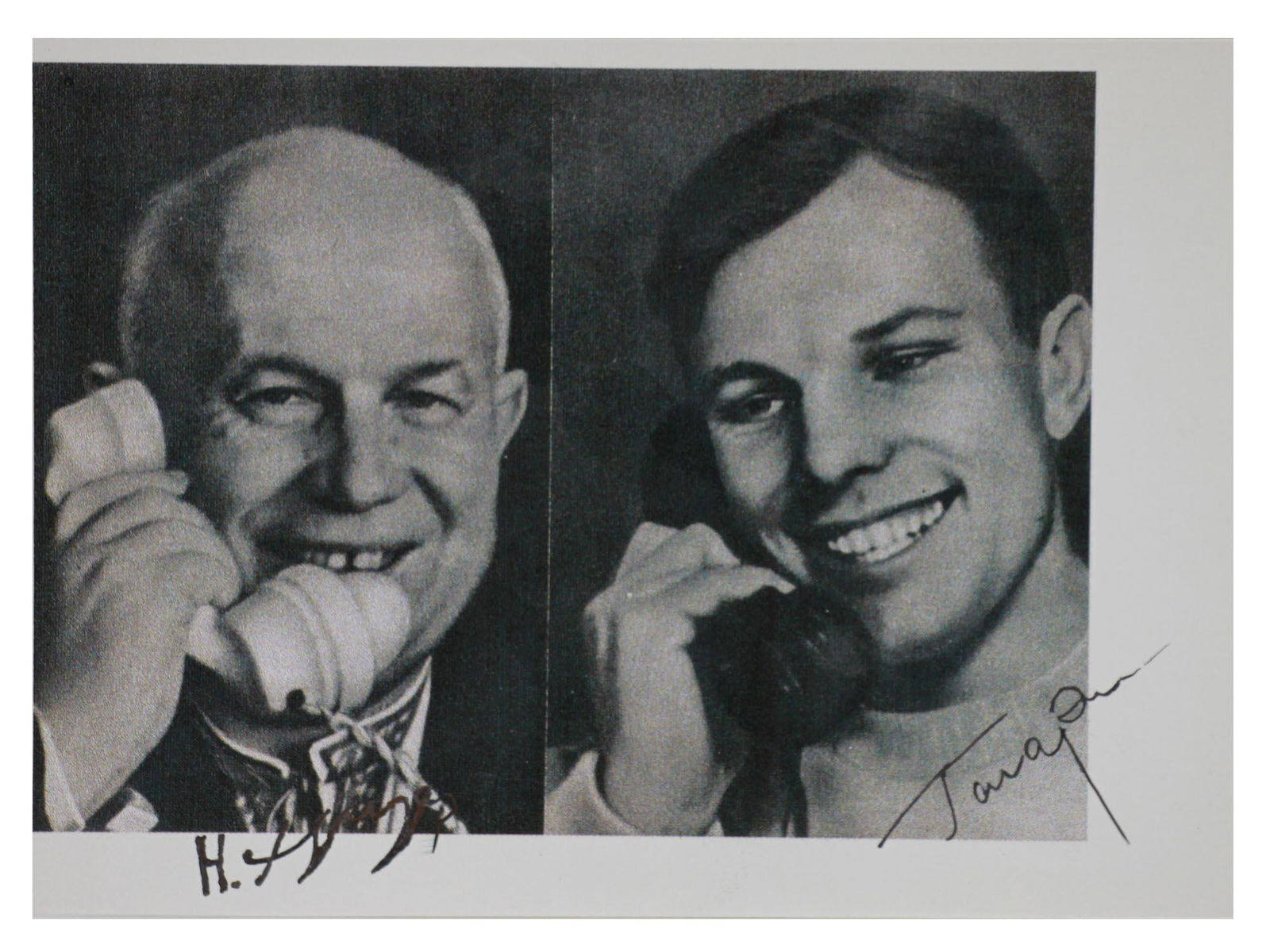 A SOVIET PHOTO SIGNED KHRUSHCHEV AND GAGARIN (1 of 5)