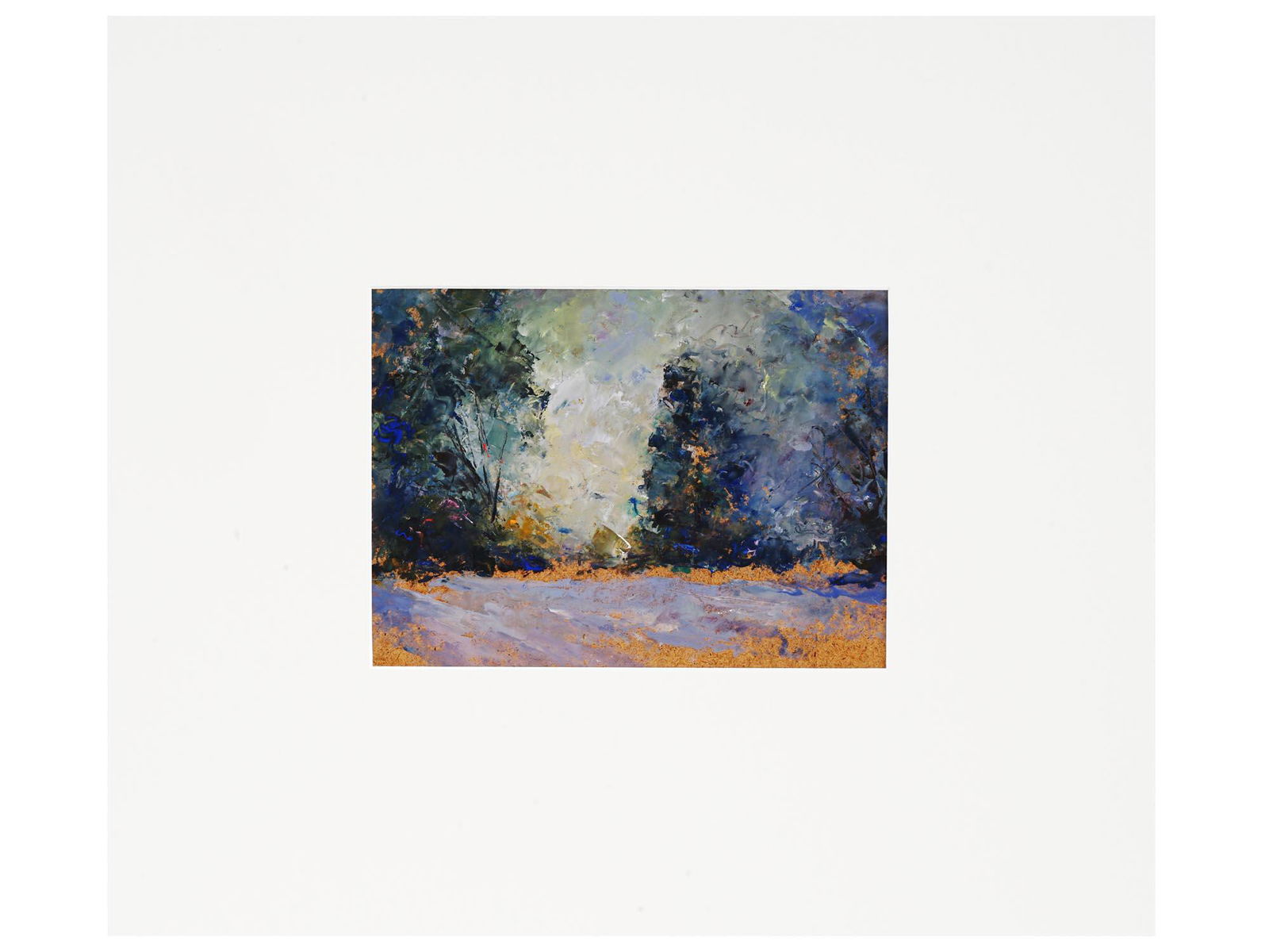 RUSSIAN LANDSCAPE OIL PAINTING BY NINA ZBANDUTO: Nina Zbanduto, Russian, 1894 to 1988, oil on board landscape painting depicting a forest view in the manner of impressionism. Unsigned. Matted. Circa the mid 20th century. Nina Zbanduto is a Russian a