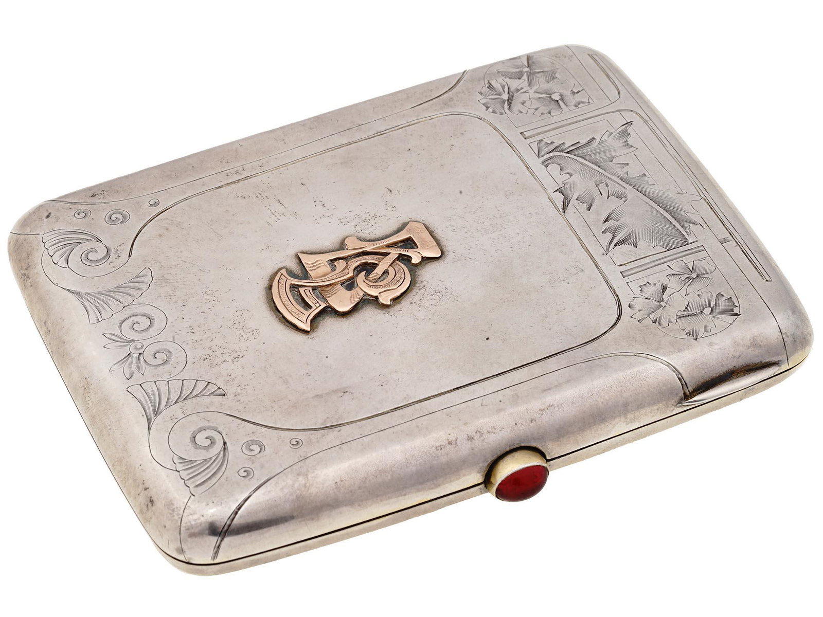 ANTIQUE RUSSIAN FABERGE GILT SILVER CIGARETTE CASE (1 of 6)