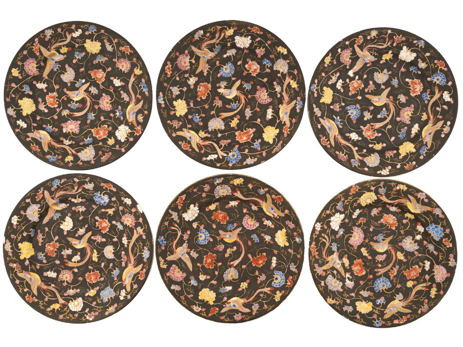 VINTAGE JAPANESE PAINTED CERAMIC DESSERT PLATES (1 of 5)