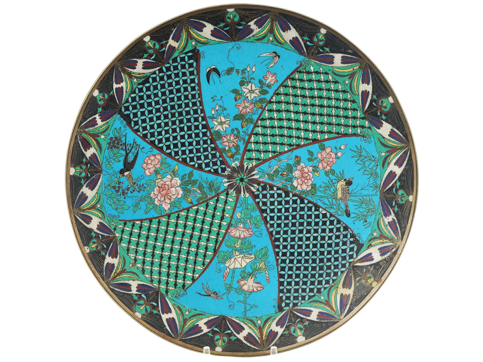 ANTIQUE MEIJI JAPANESE CLOISONNE CHARGER PLATE (1 of 2)