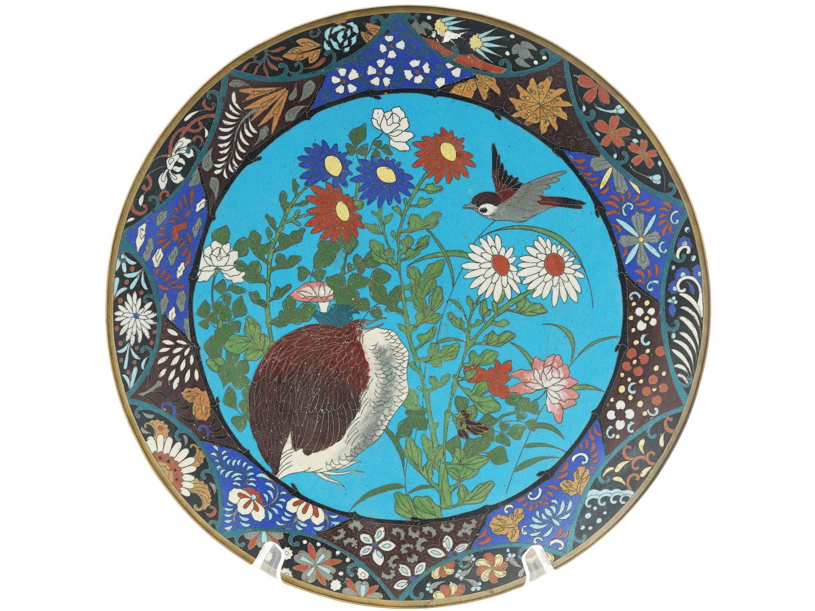 ANTIQUE MEIJI JAPANESE CLOISONNE CHARGER PLATE (1 of 2)