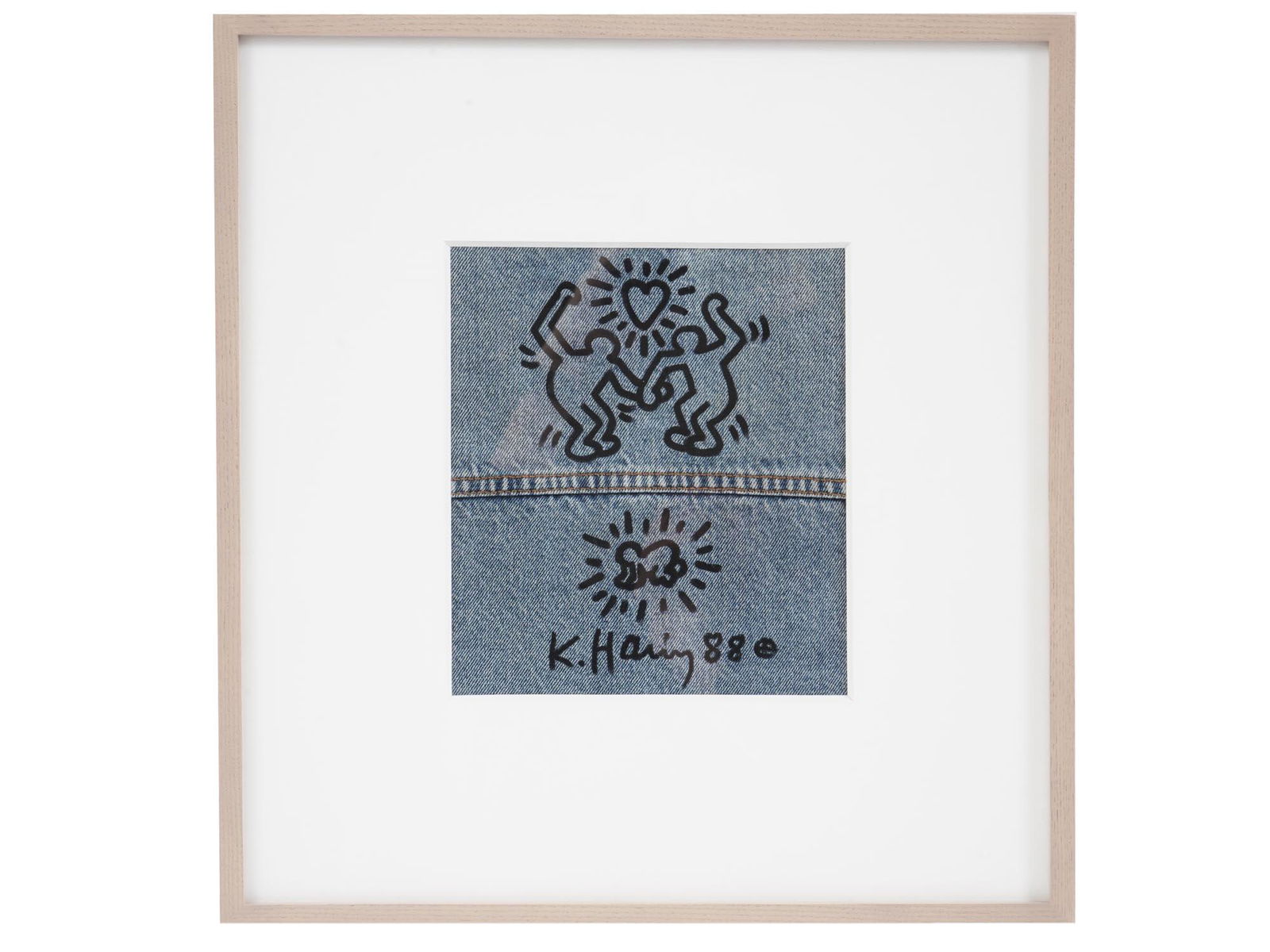 1988 MARKER PAINTING JEANS ON CLOTH BY KEITH HARING (1 of 5)