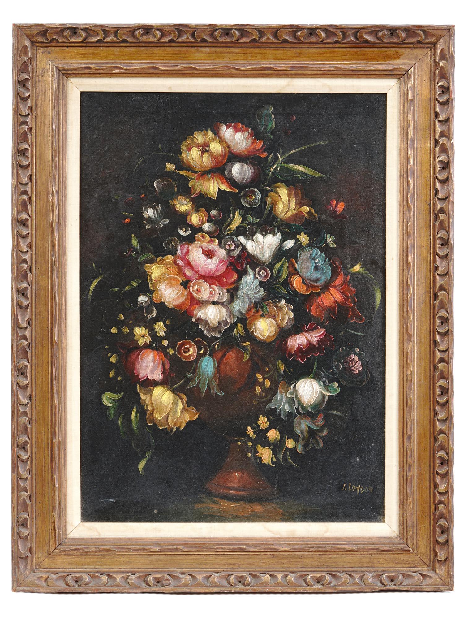 J. LONDON SIGNED FLORAL STILL LIFE OIL PAINTING (1 of 4)