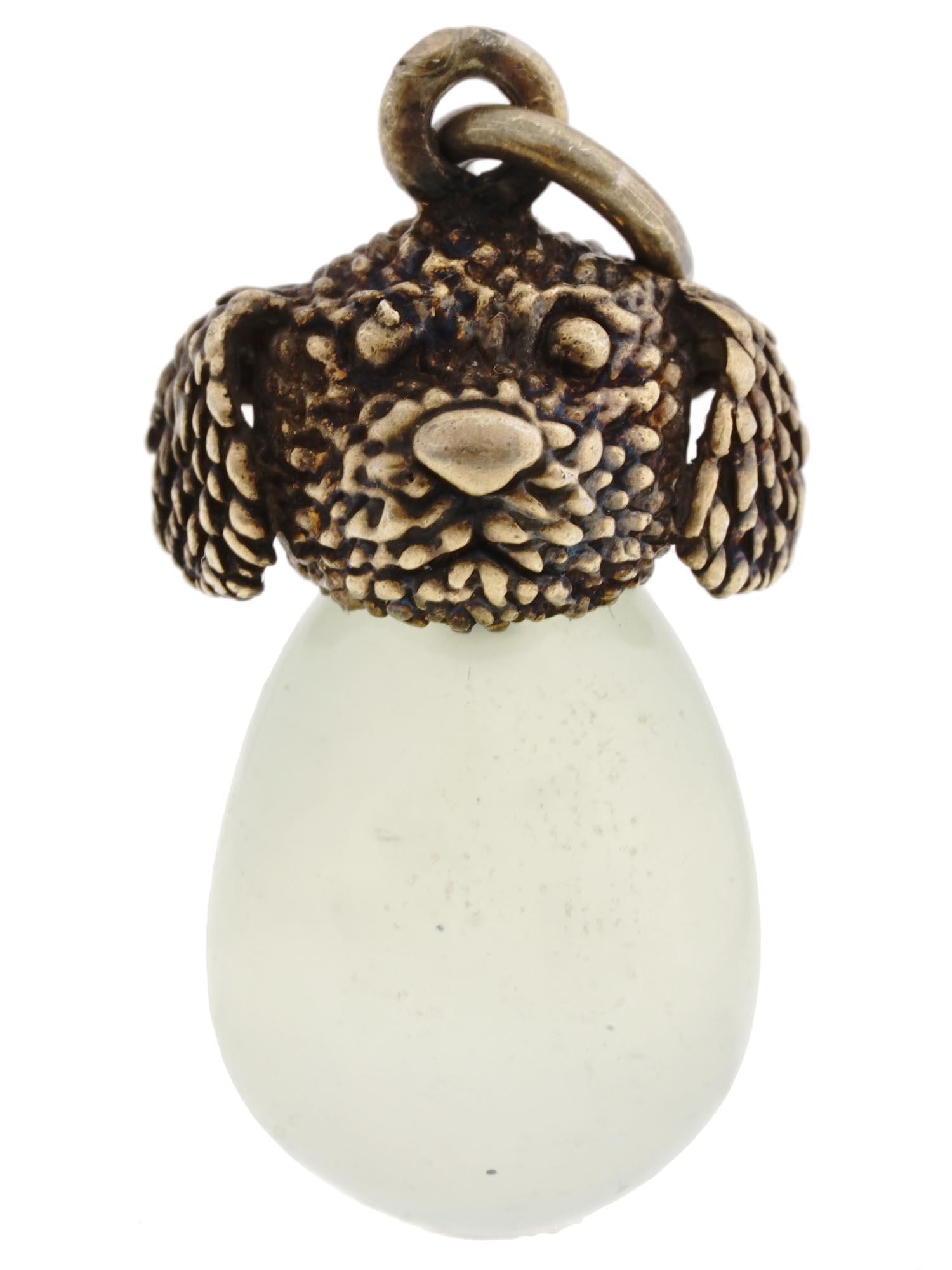 RUSSIAN SILVER GILT POODLE AND JADE EGG PENDANT (1 of 4)