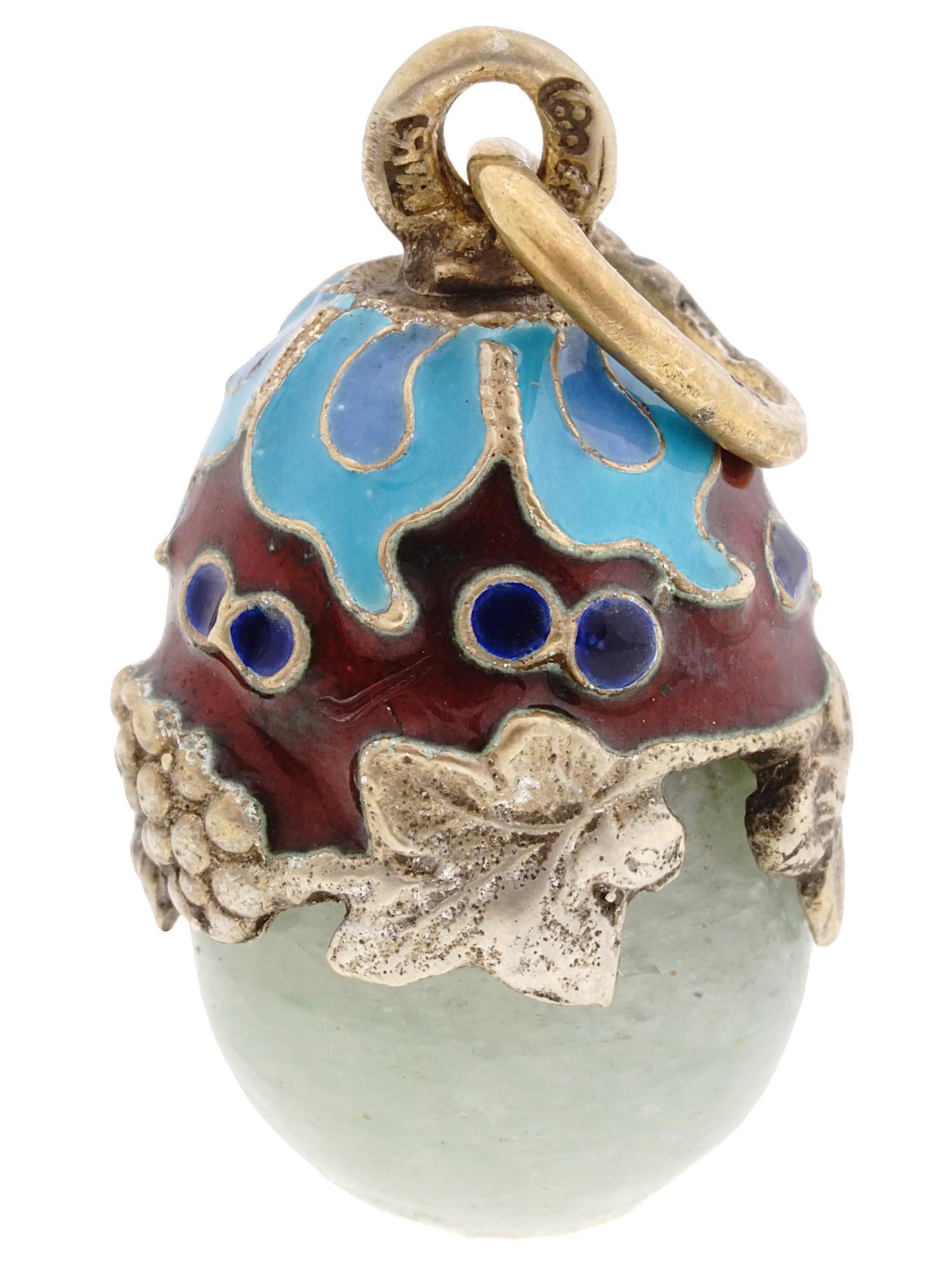 RUSSIAN 88 SILVER ENAMEL AND QUARTZ EGG PENDANT (1 of 5)