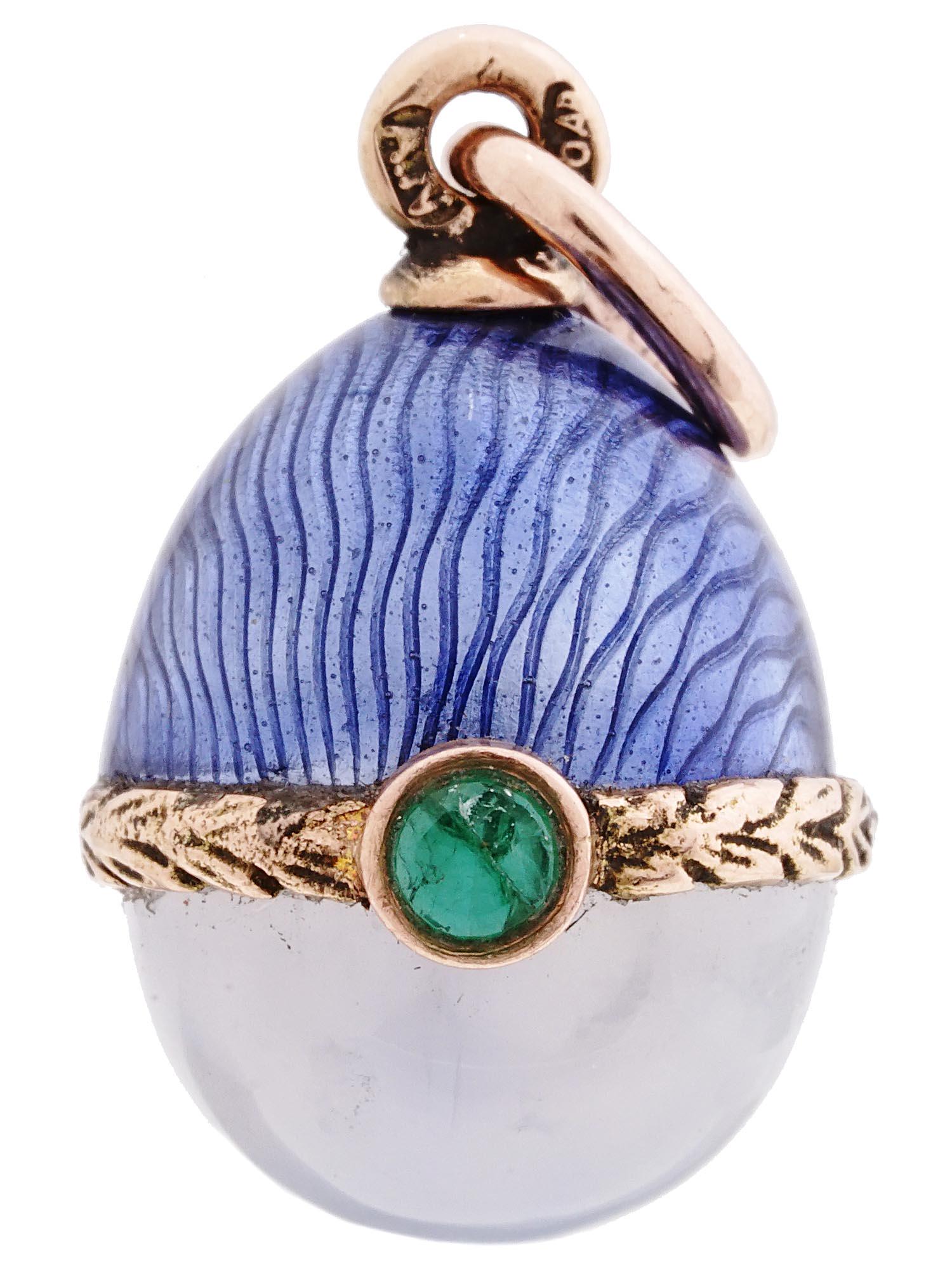 IMPERIAL RUSSIAN 14K GOLD MOONSTONE EGG PENDANT (1 of 6)