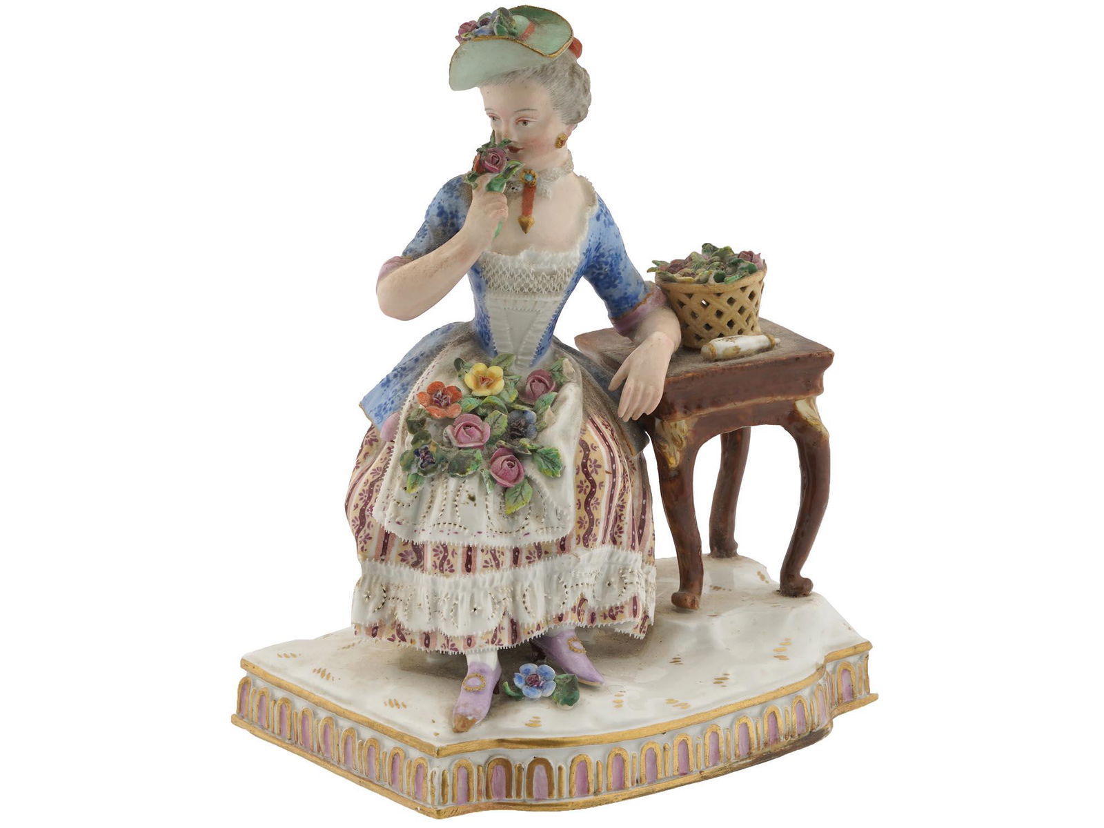 ANTIQUE MEISSEN SENSE OF SMELL PORCELAIN FIGURE (1 of 6)