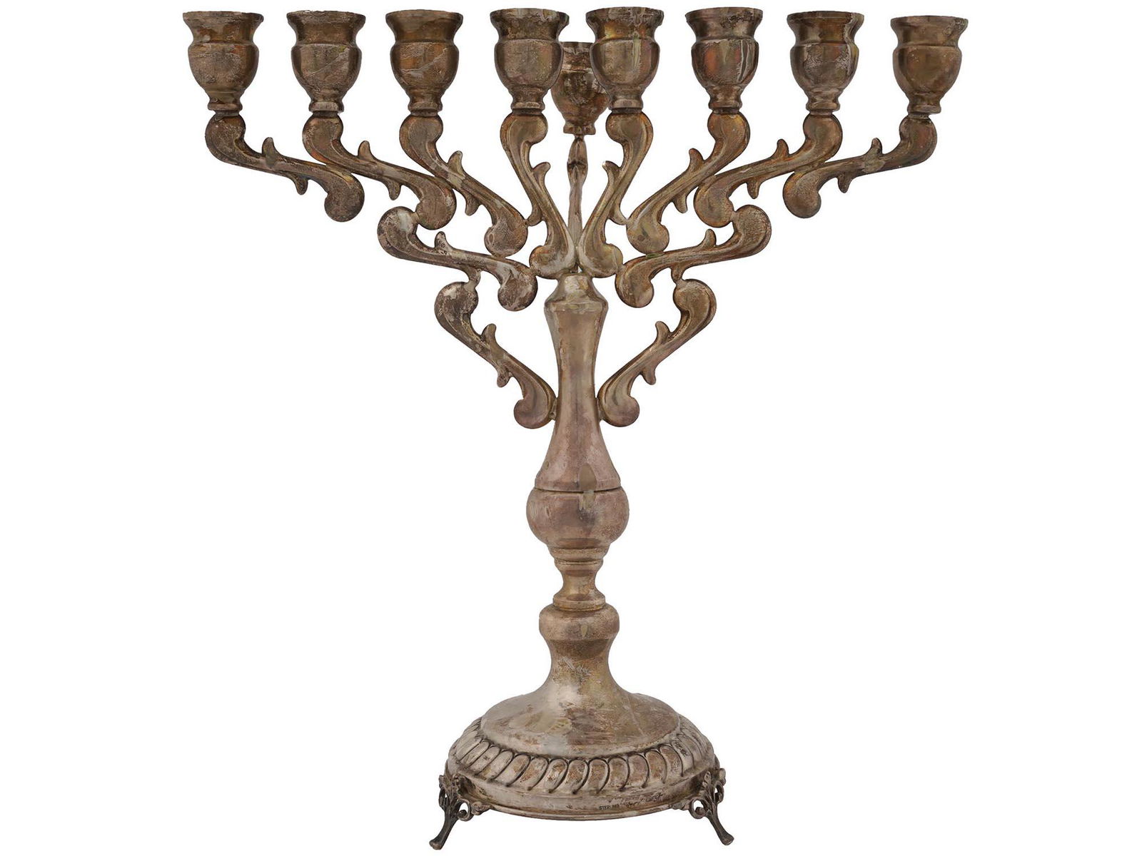 ANTIQUE JUDAICA SILVER HANUKKAH LAMP MENORAH (1 of 5)