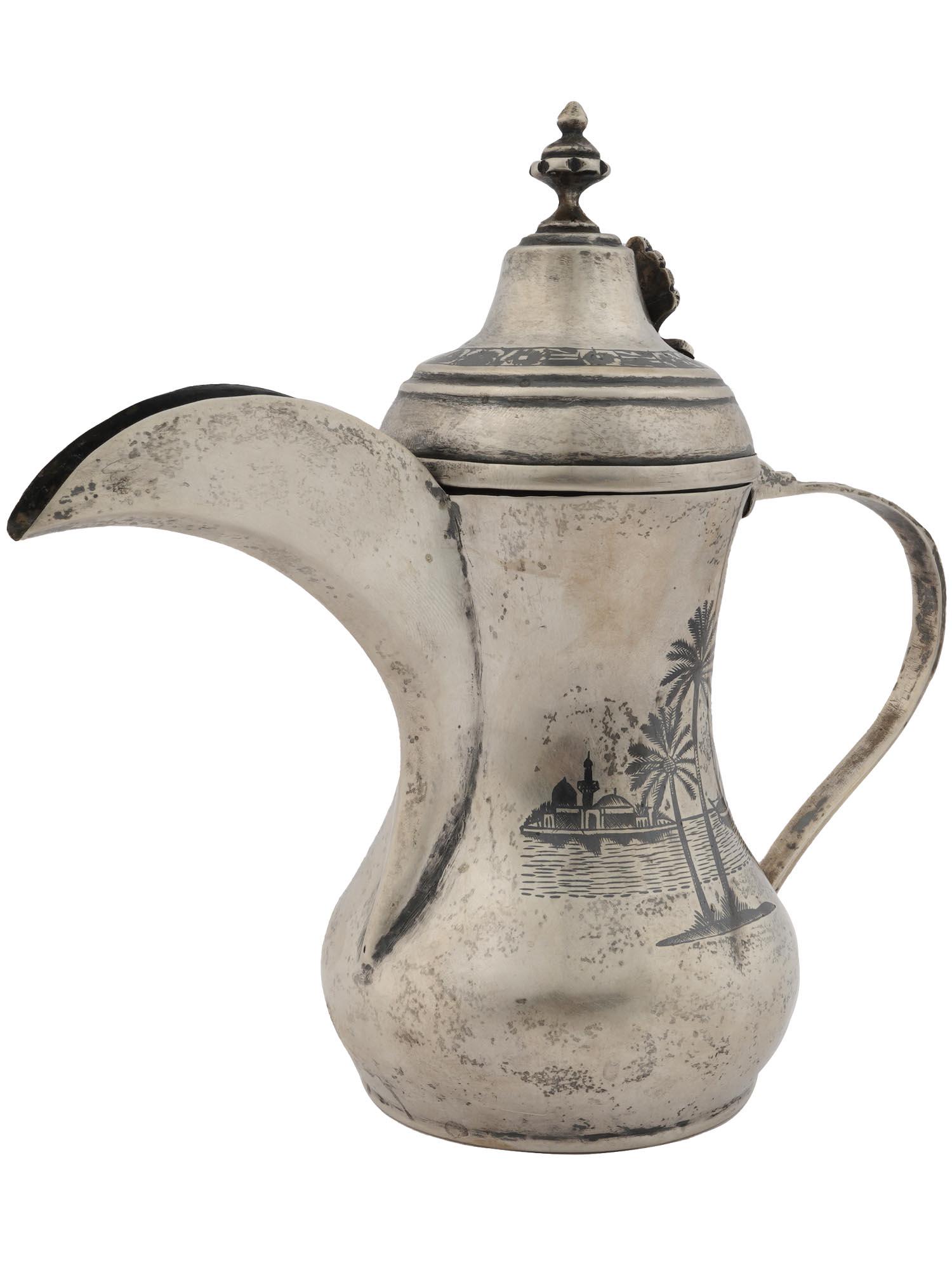 ANTIQUE IRAQI NIELLO SILVER TAQ QASRA TEAPOT (1 of 6)