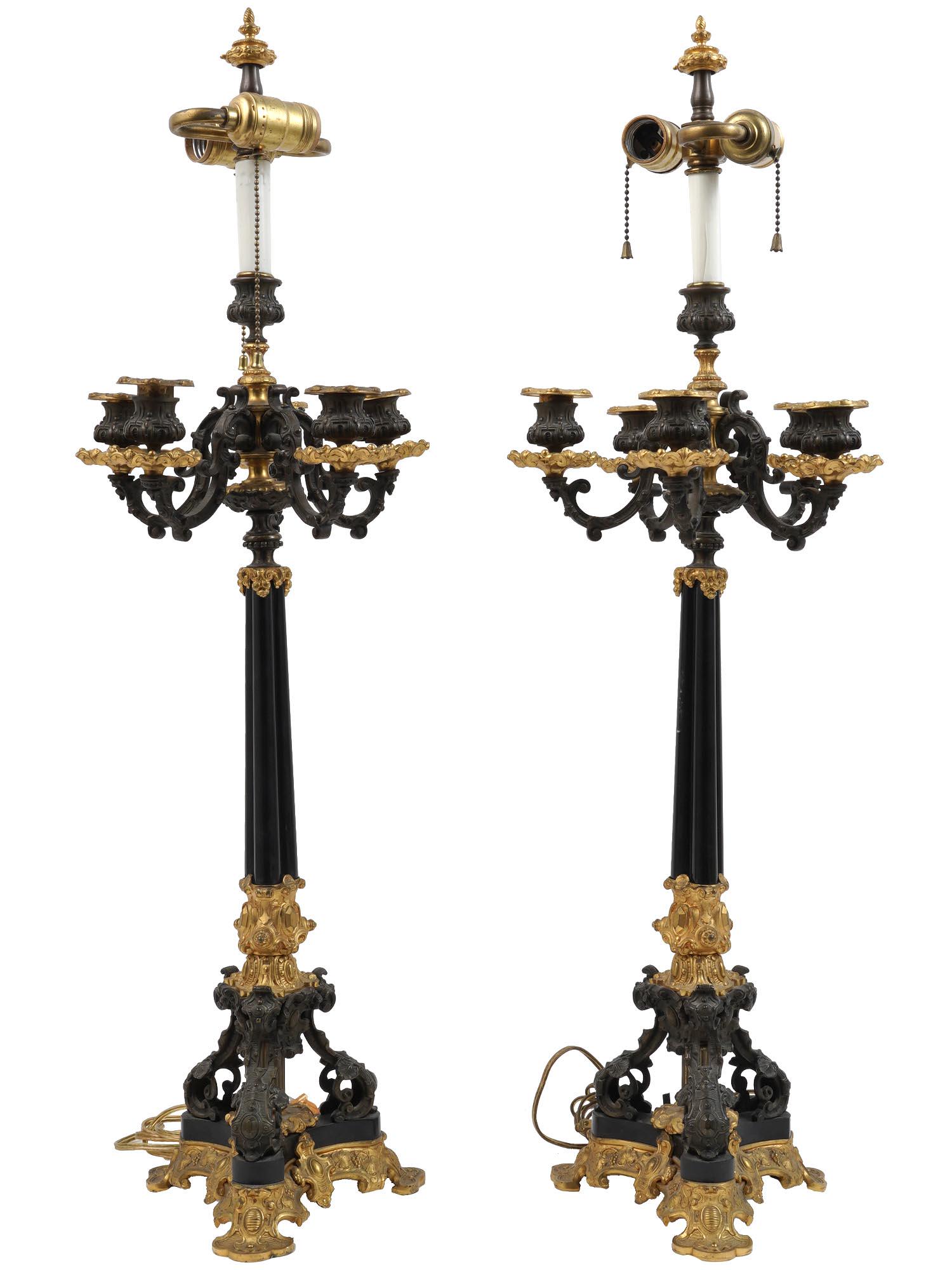 FRENCH EMPIRE GILT BRONZE CANDELABRA FLOOR LAMPS (1 of 7)