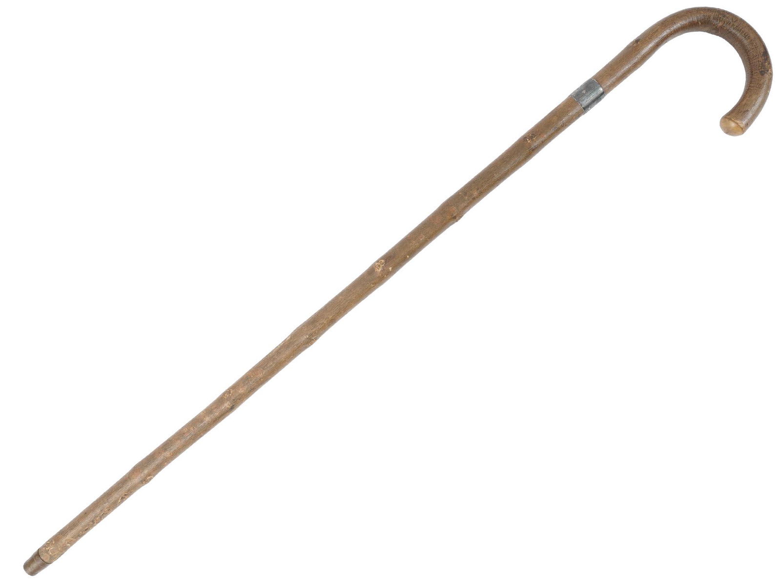 MID CENT ENGLISH SILVER MOUNTED WOOD WALKING CANE (1 of 7)