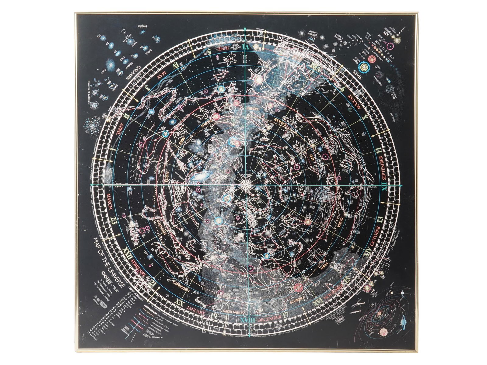 FRAMED CUSTOM SKY CHART PRINT MAP OF THE UNIVERSE (1 of 8)