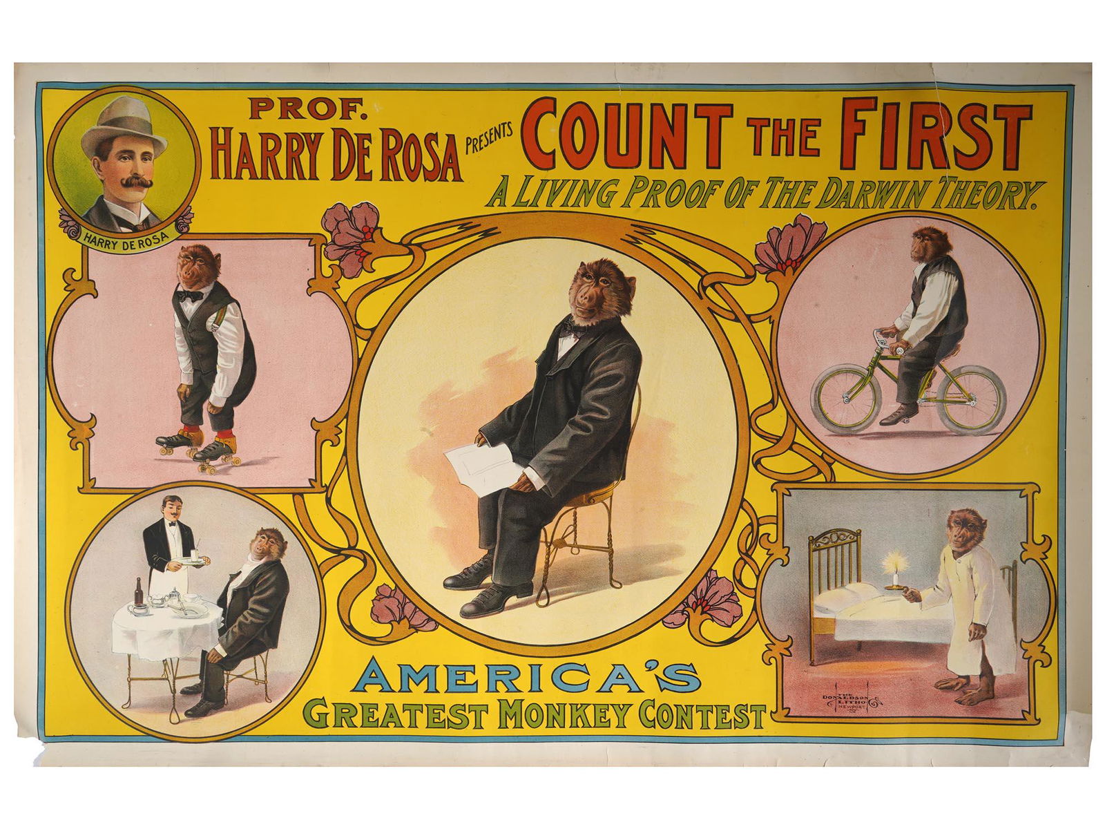 ANTIQUE AMERICAN LITHOGRAPH PRINT HARRY DE ROSA (1 of 4)