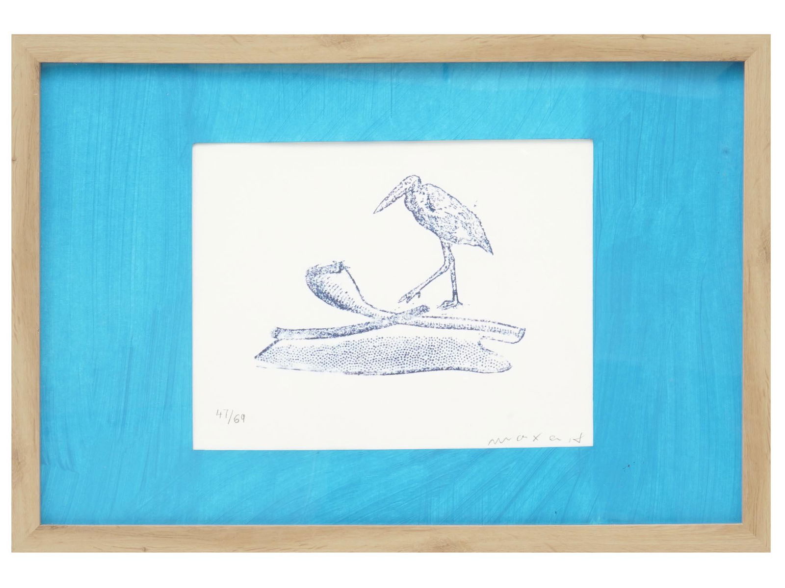 CONTEMPORARY POLISH LITHOGRAPH STORK BIRD SIGNED (1 of 6)