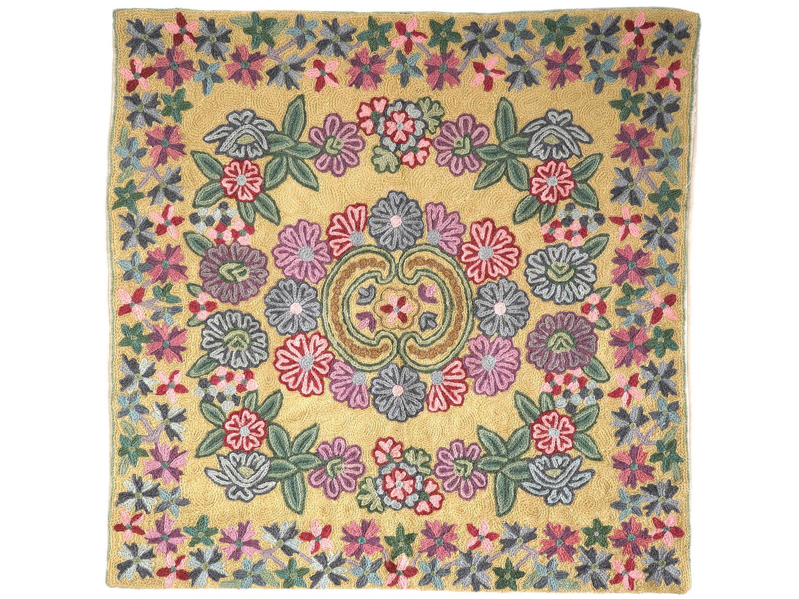 VINTAGE TURKISH HAND EMBROIDERED SILK PILLOW CASE (1 of 4)