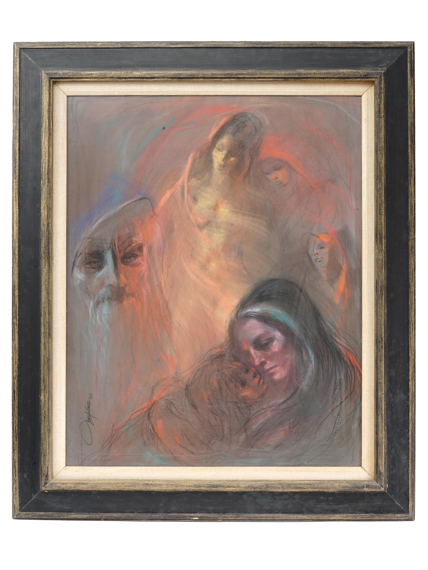 PORTRAIT COLOR CHALK  PAINTING SIGNED BY ARTIST (1 of 5)