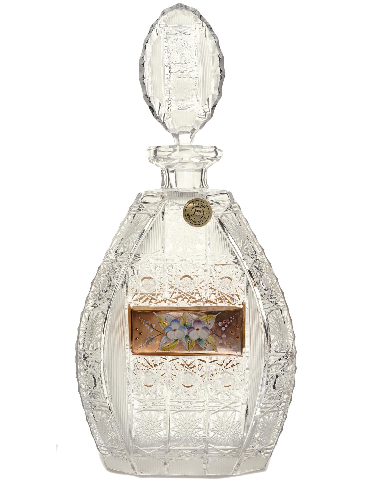 BOHEMIAN CUT CRYSTAL DECANTER WITH GILT DECOR (1 of 6)