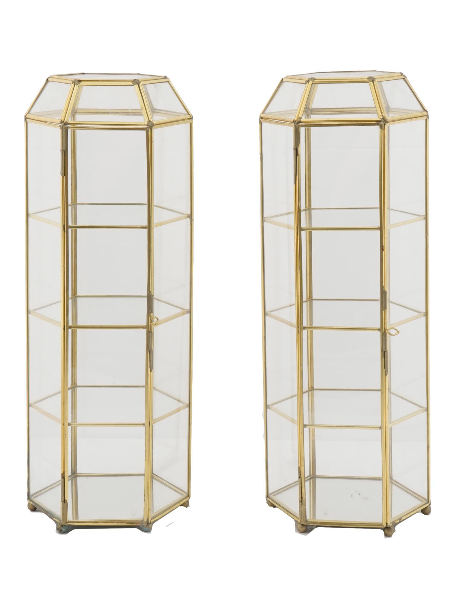 GILT BRASS AND CLEAR GLASS JEWELRY DISPLAY BOXES (1 of 4)