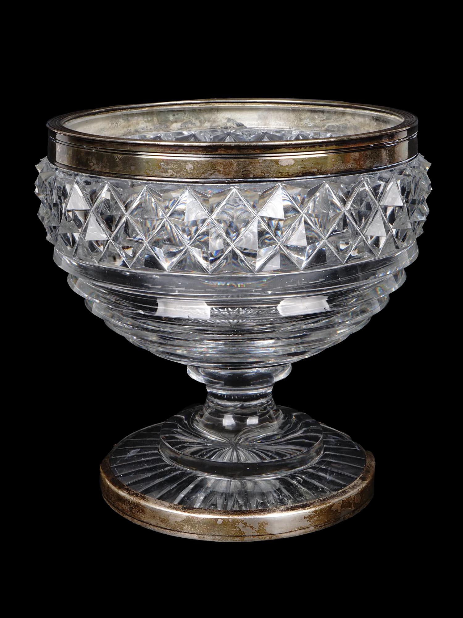 BRITISH ART DECO CUT GLASS AND SILVER CANDY BOWL (1 of 10)