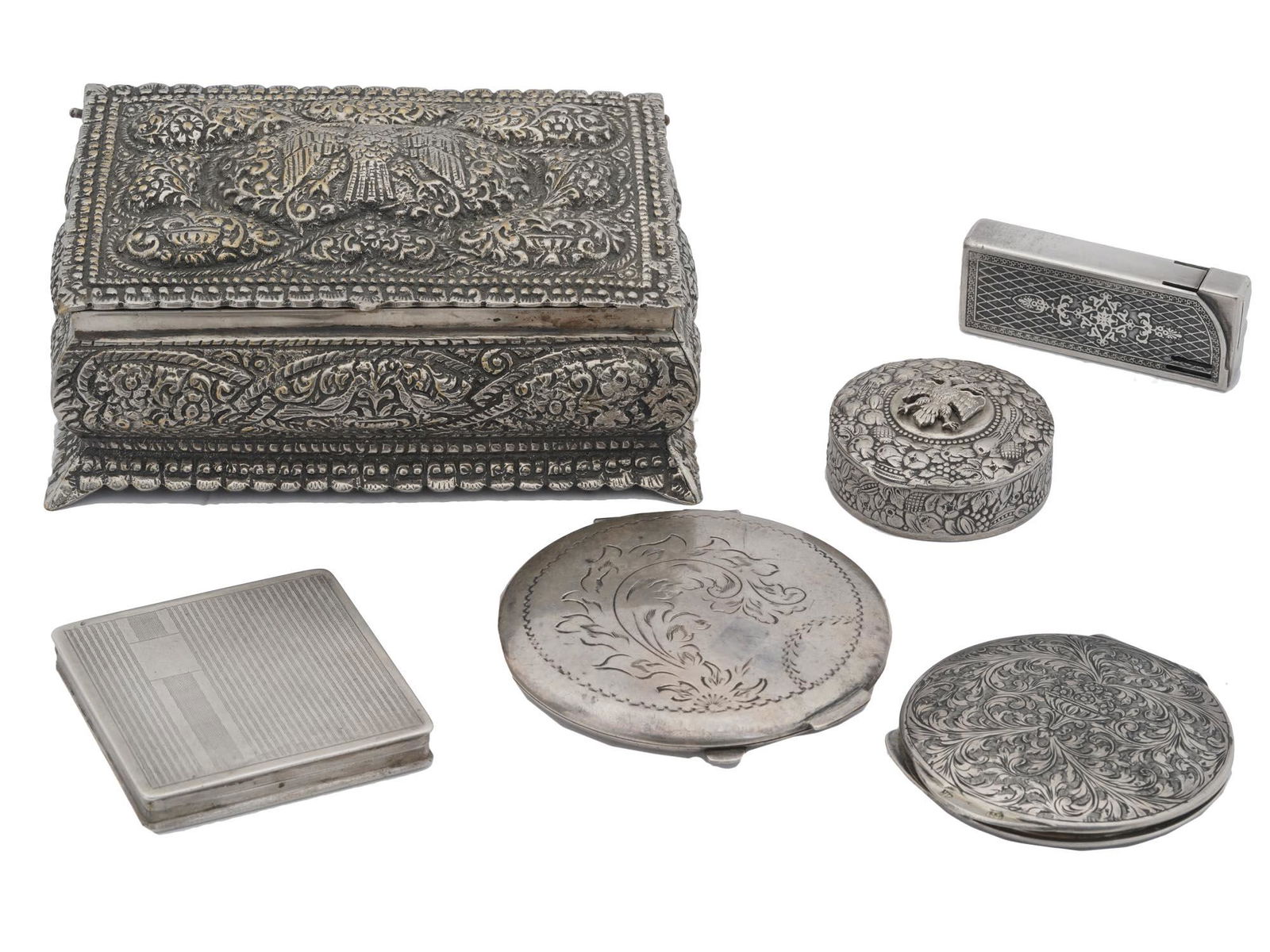 MOSTLY RUSSIAN SILVER BOXES AND COMPACTS (1 of 12)