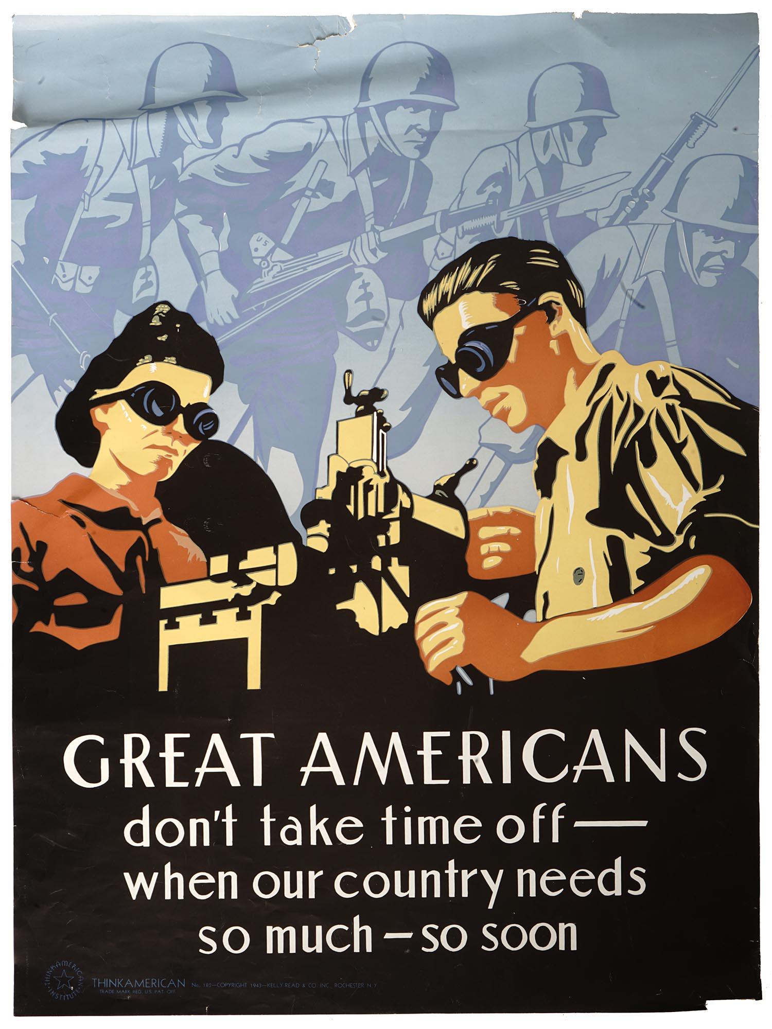 VINTAGE 1943 WWII AMERICAN PROPAGANDA POSTER (1 of 5)