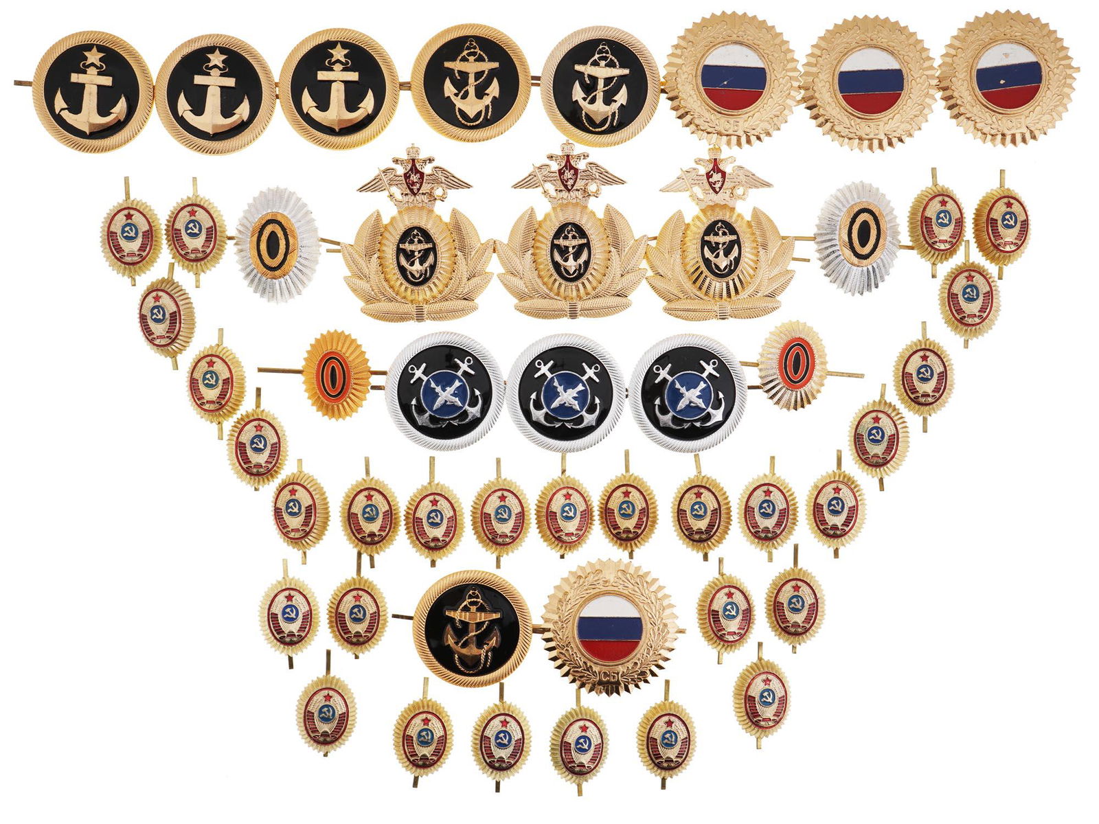 50 PCS OF RUSSIAN AND SOVIET MILITARY HAT BADGES (1 of 5)