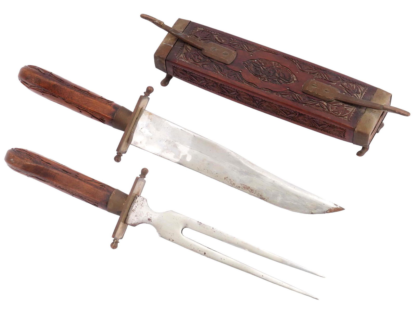 VINTAGE INDIAN SERVING KNIFE AND FORK SET (1 of 5)