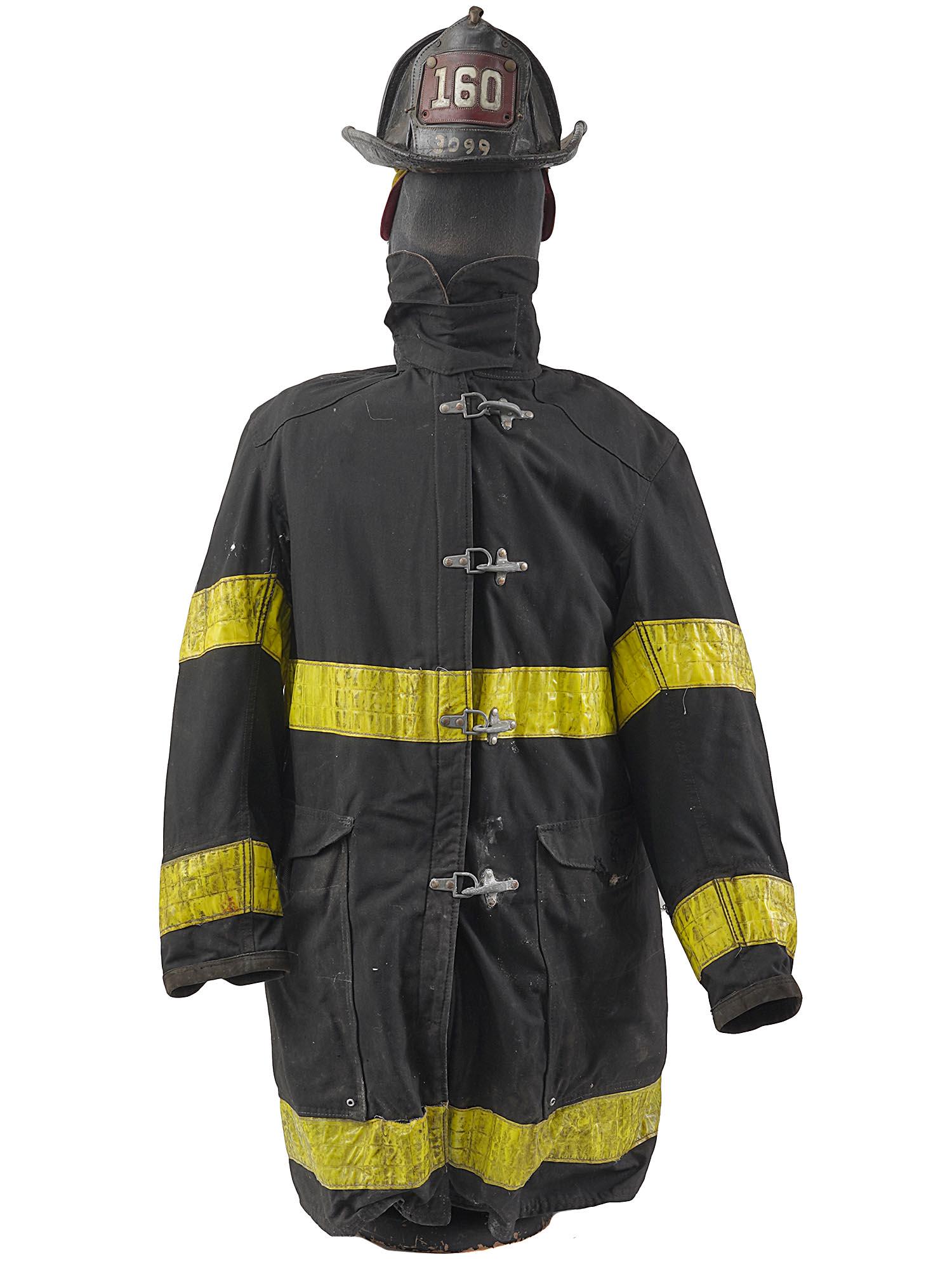 VINTAGE 1970 NY FIRE DEPARTMENT HELMET AND JACKET (1 of 9)